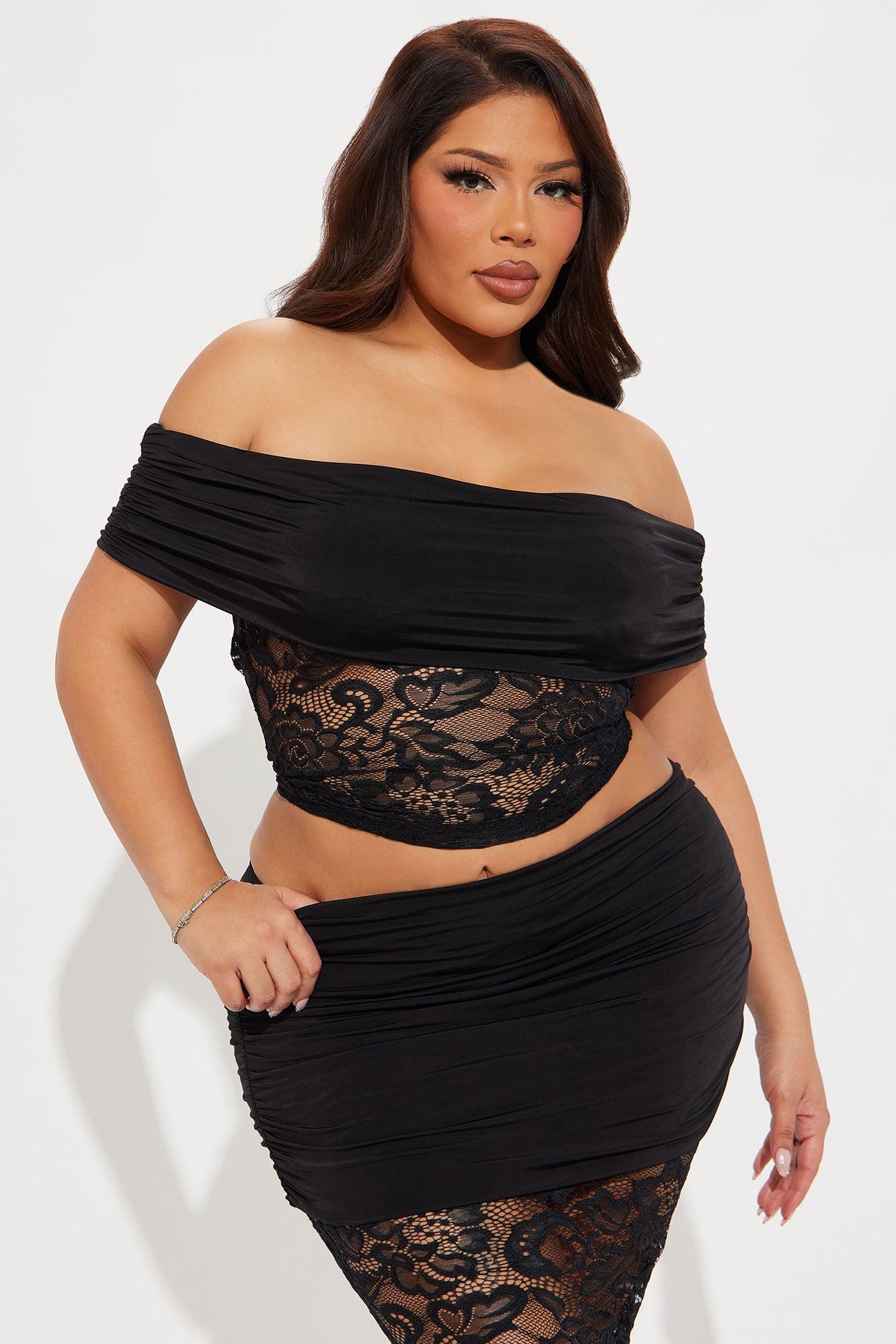 Bella Lace Maxi Skirt Set - Black Product Image