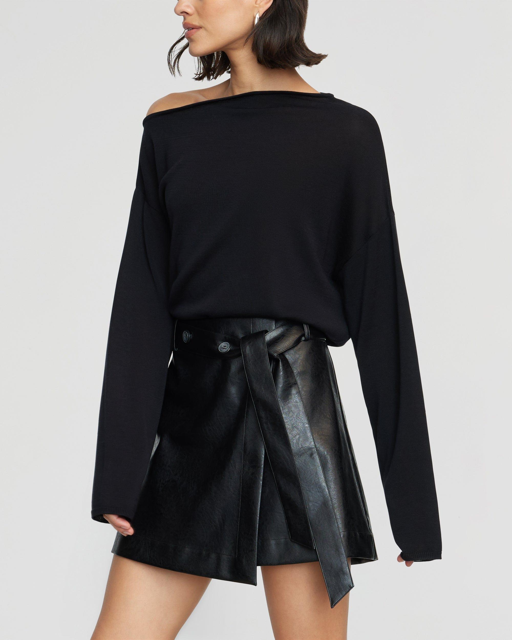 Tanner Vegan Leather Wrap Skirt Product Image