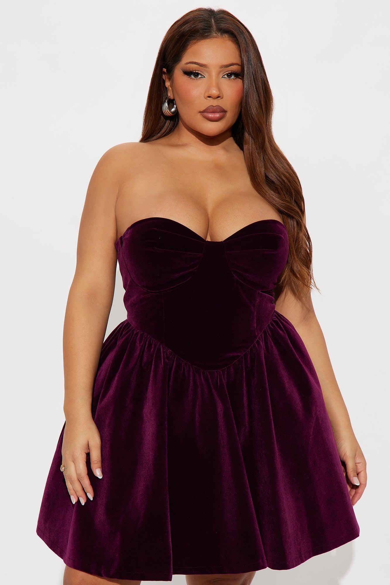 Joyce Velvet Mini Dress - Plum Female Product Image