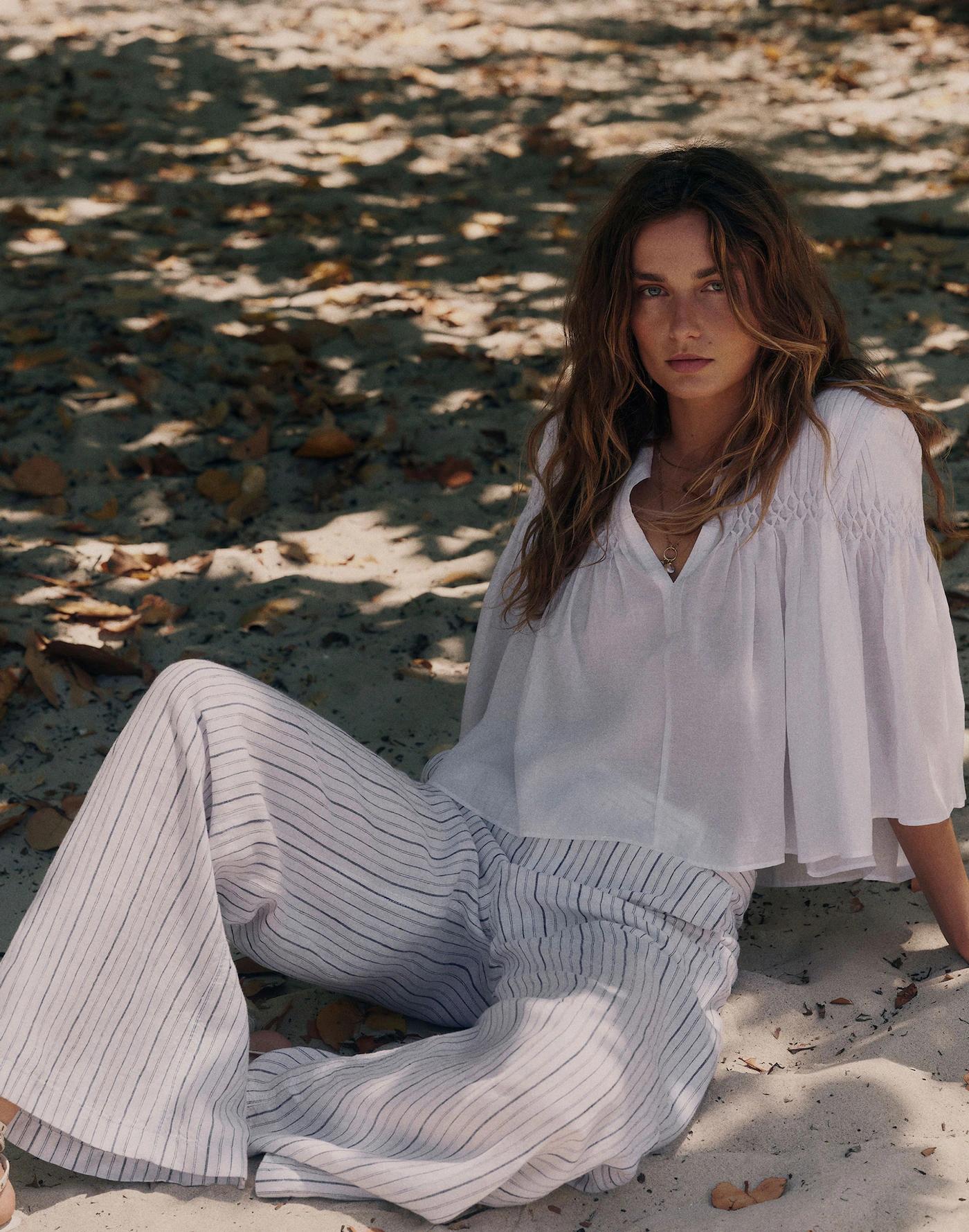 Pintucked Flutter-Sleeve Top Product Image