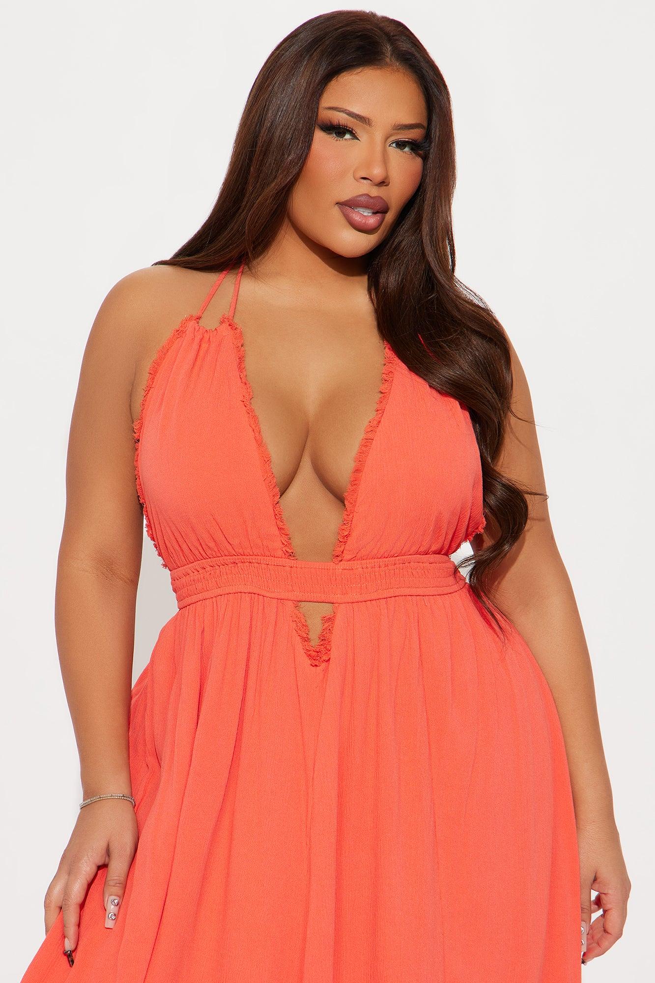Tanya Backless Maxi Dress - Coral Product Image