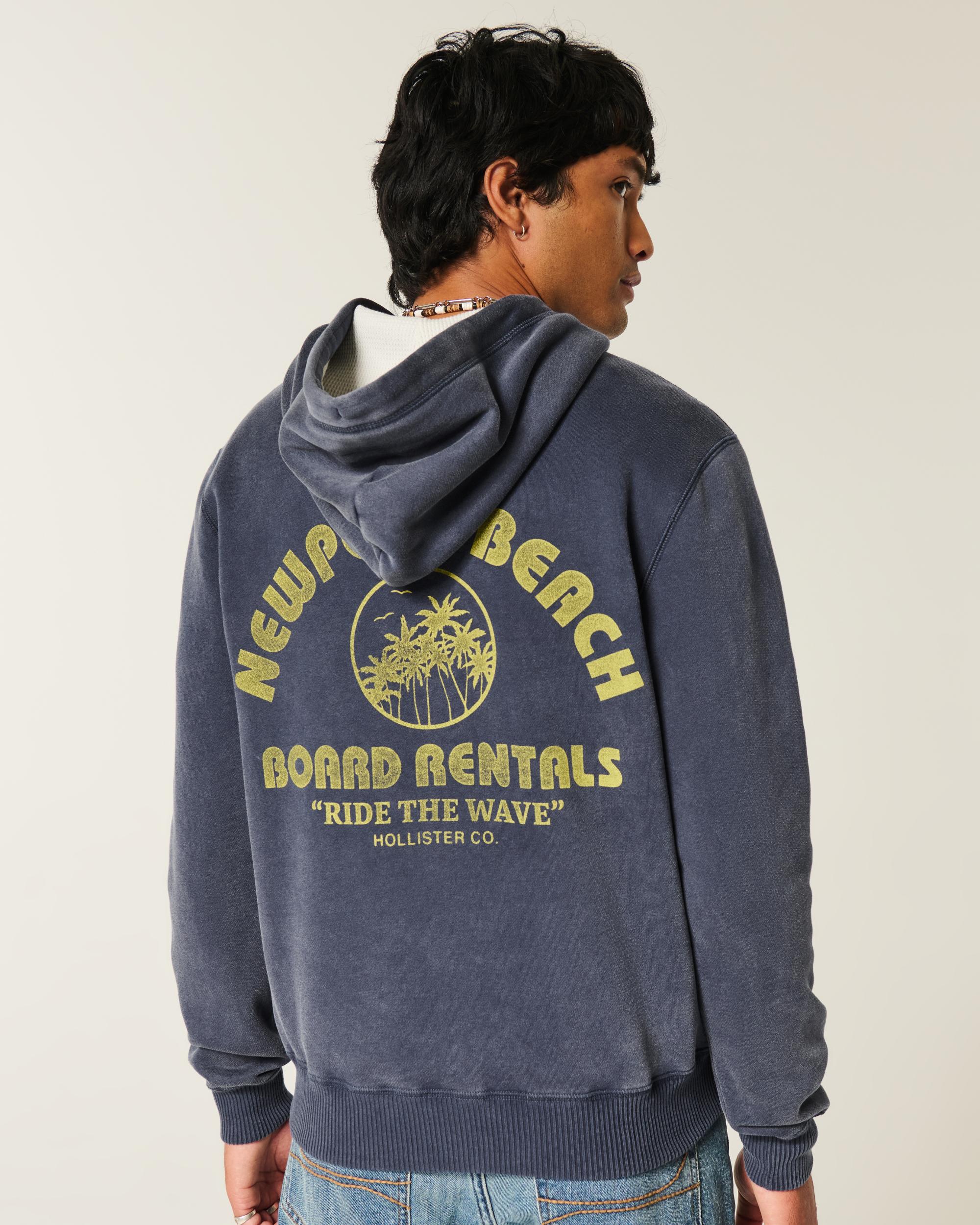 Waffle-Lined Newport Beach Graphic Zip-Up Hoodie Product Image