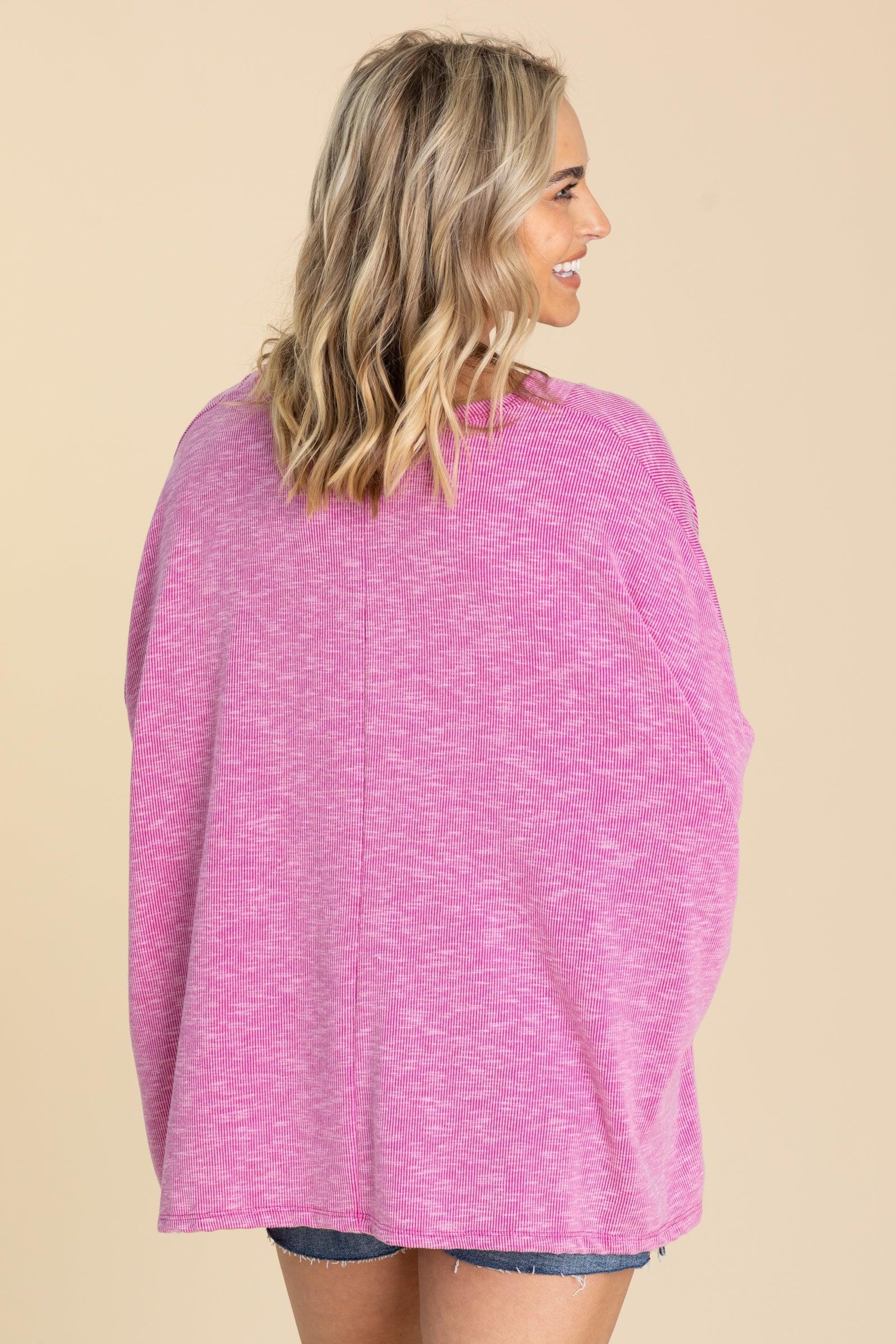 Fuchsia Oversized Dolman Sleeve Knit Top Product Image
