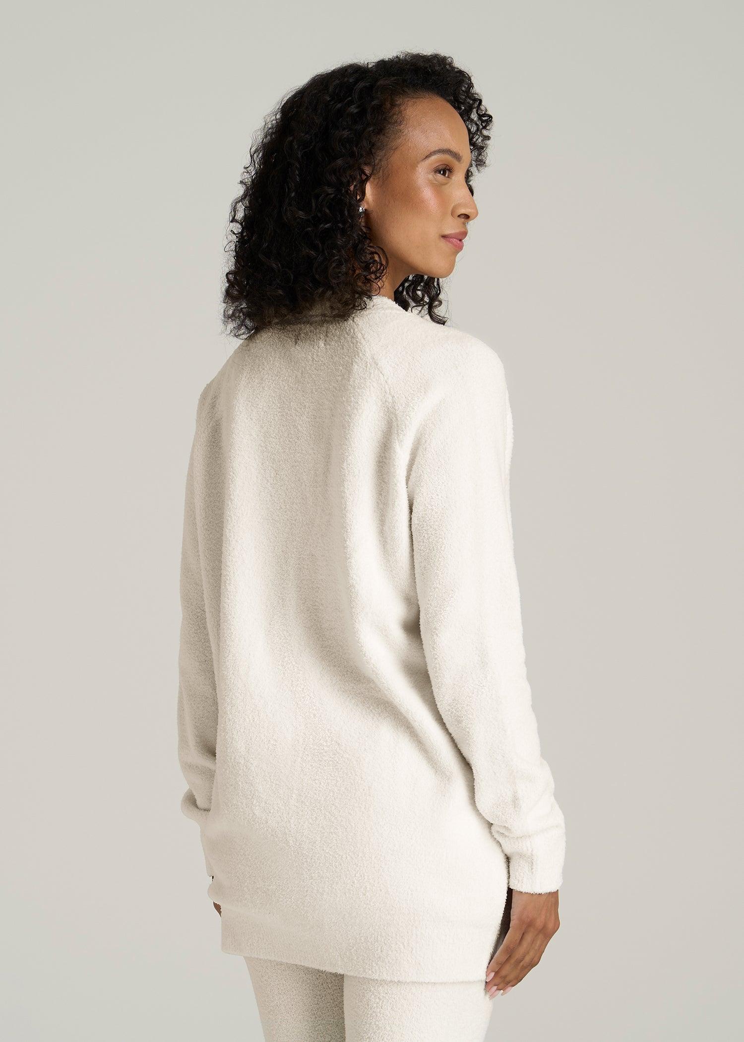 Chenille Cardigan for Tall Women in White Alyssum Female Product Image