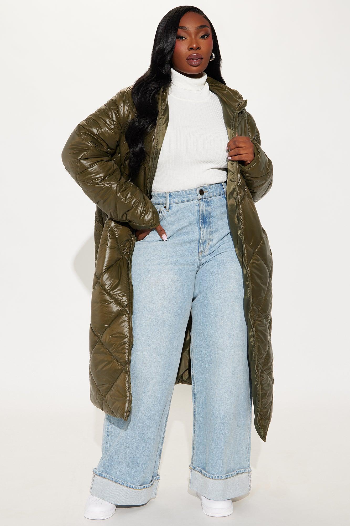 Everyday Swag Long Puffer - Olive Female Product Image