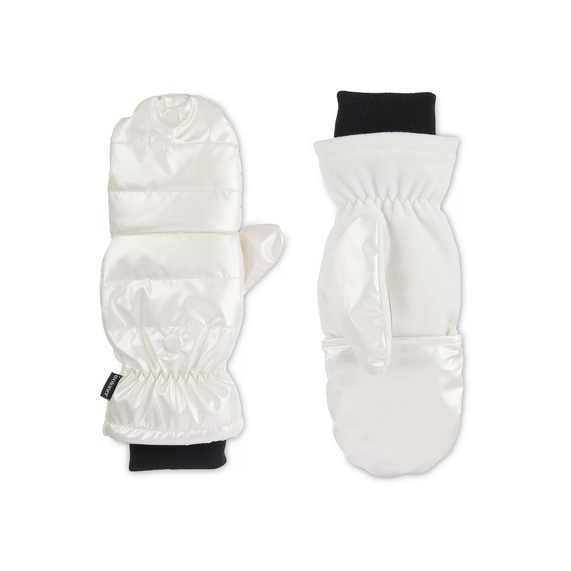 Women's isotoner Iridescent sleekHeat Convertible Flip Mittens, Size: Small-Medium, Ivory Product Image