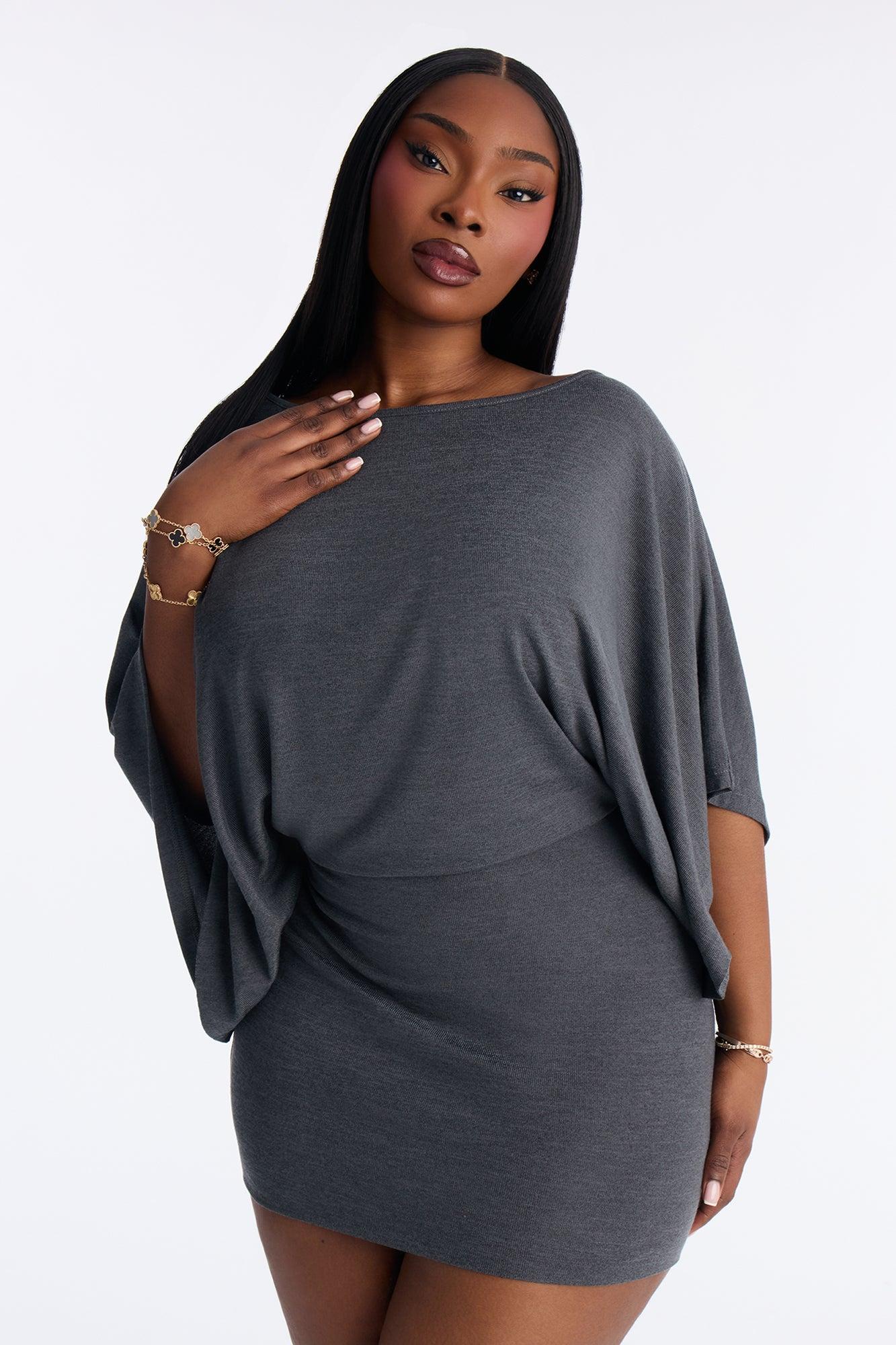 Aniyah Cotton Micro Mini Dress - Charcoal Female Product Image