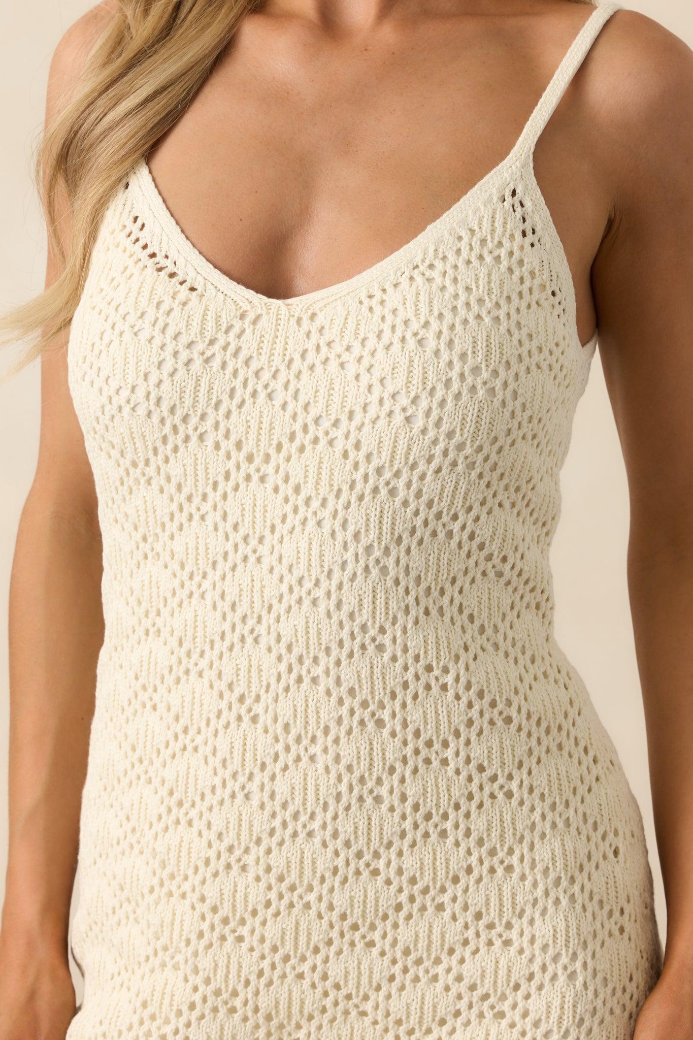 Z Supply Ivory Cotton Charmer Crochet Mini Dress Product Image