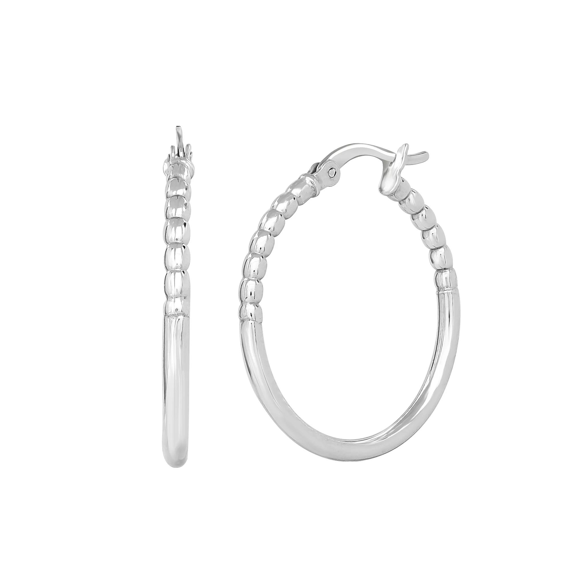 Judy Crowell Sterling Silver Textured Hoop Earrings, Women's Product Image