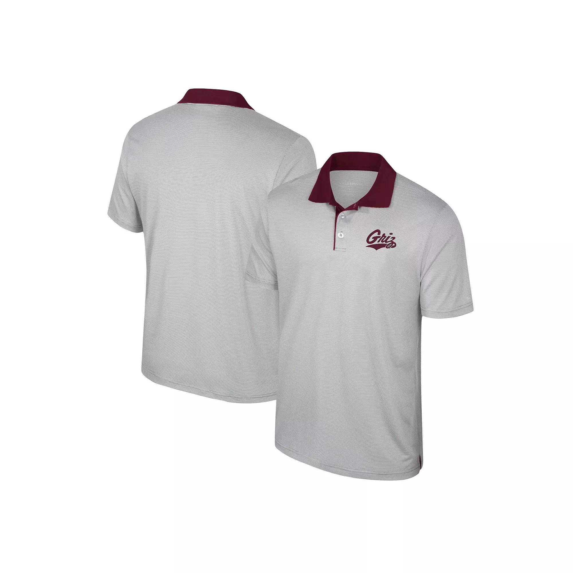 Men's Colosseum Gray Montana Grizzlies Tuck Striped Polo,  Product Image