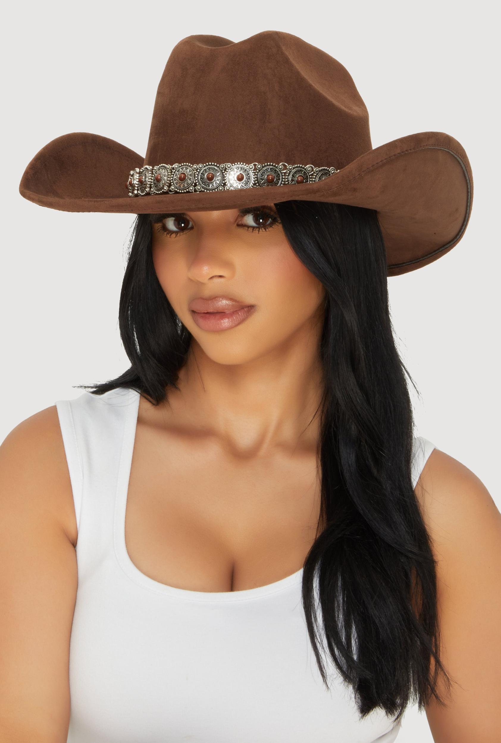 Faux Suede Boho Belted Cowboy Hat Female Product Image
