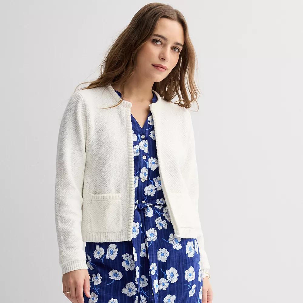 Women's Draper James Patch Pocket Cardigan, Size: Large, Ivory Product Image