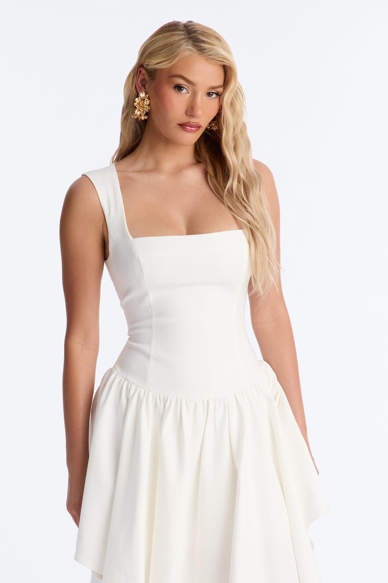 Claire Square Neck Midi Dress - White Female Product Image