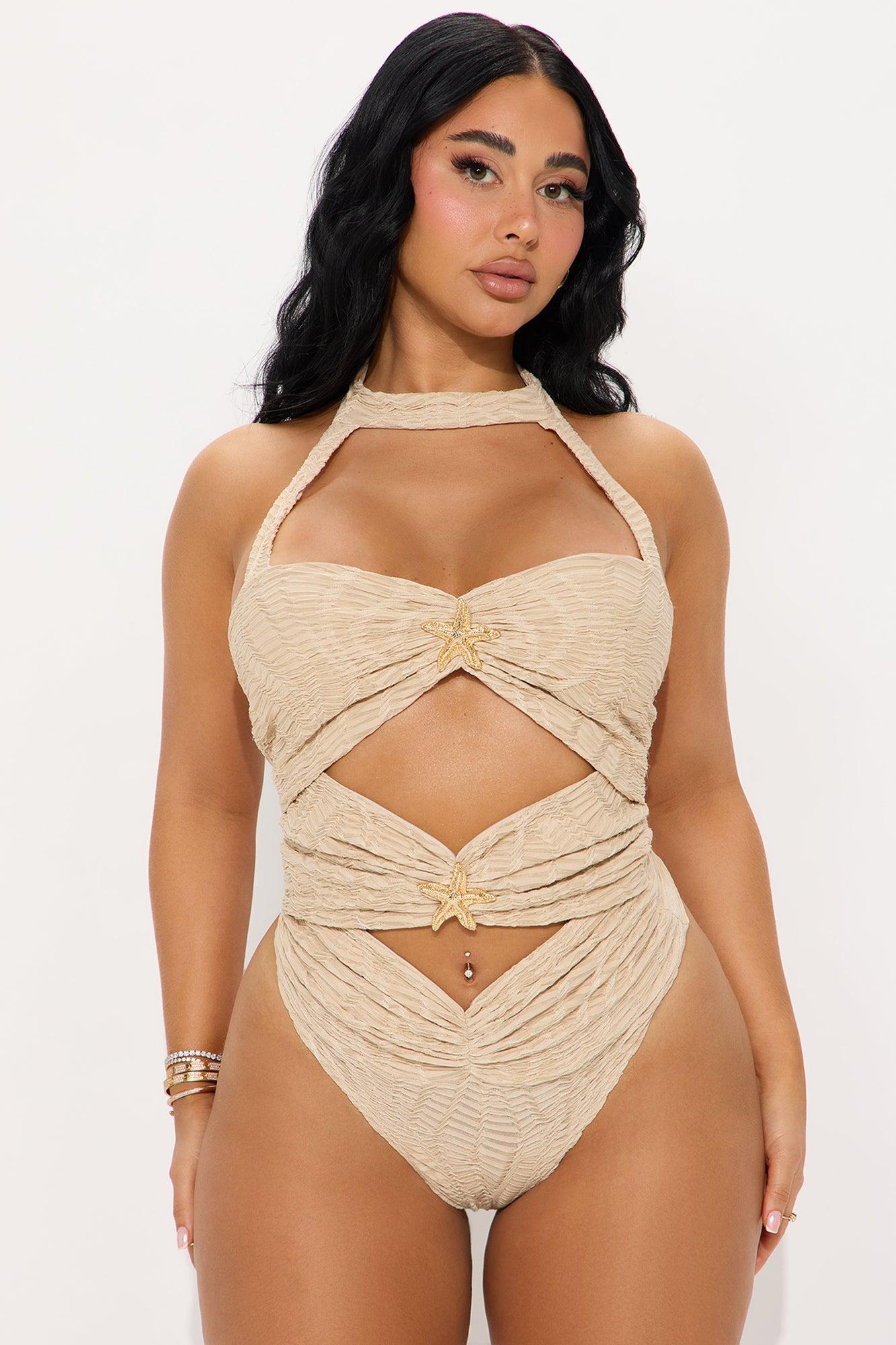 Millicent High Neck Cut Out Bodysuit - Sand Product Image