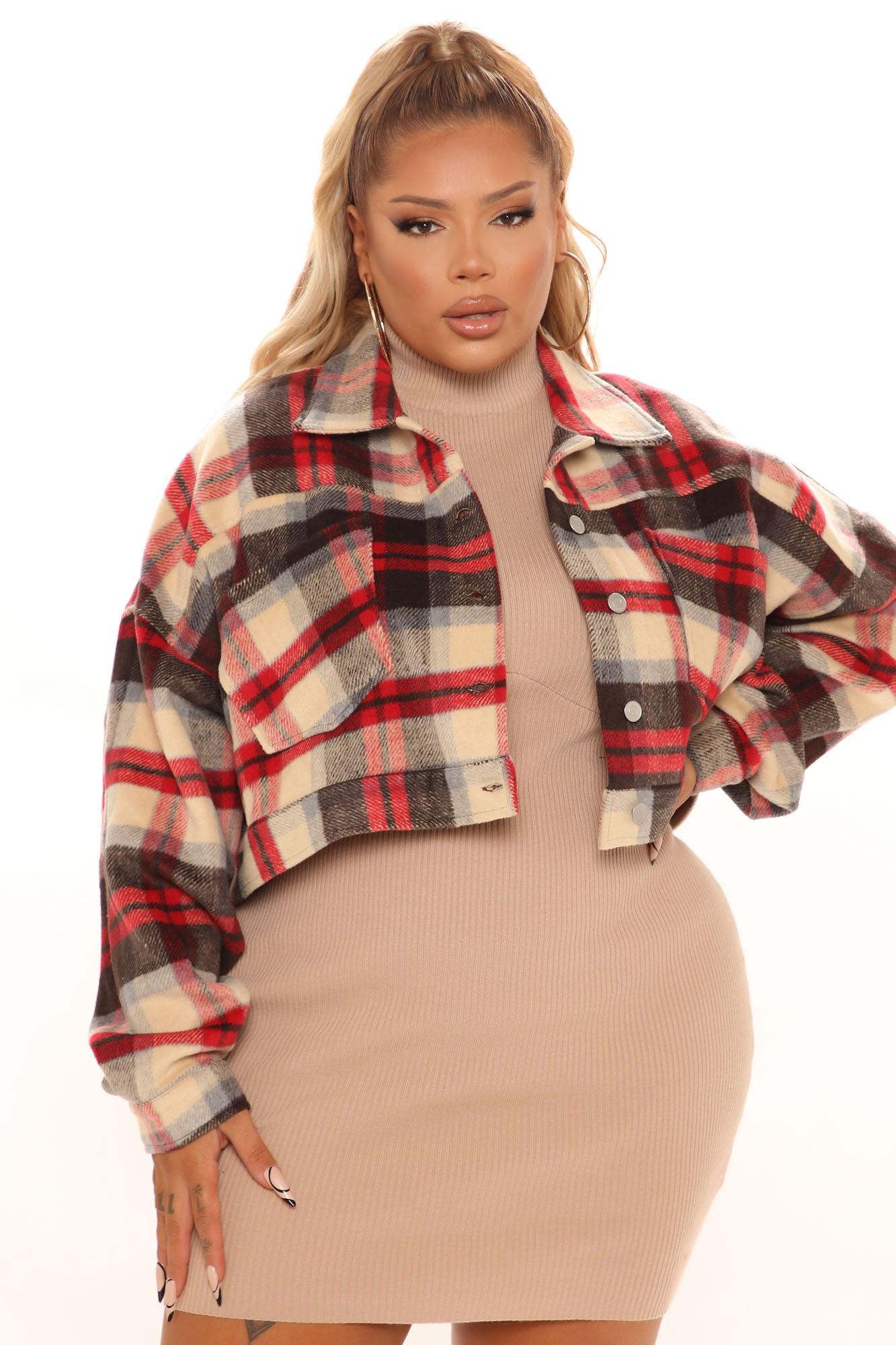 Getting Caught Up Plaid Jacket - Red/combo Product Image