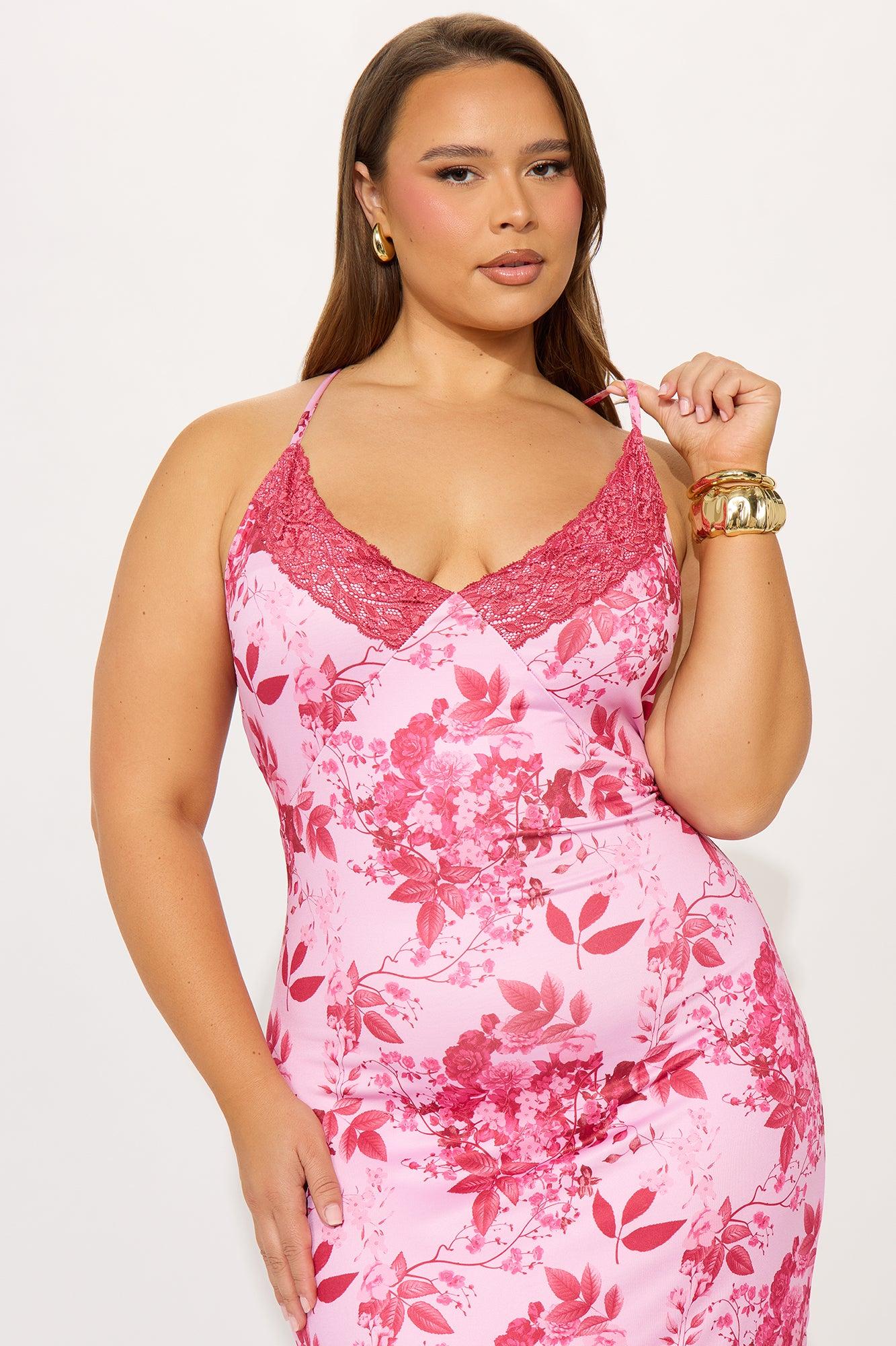 Romantic Paradise Floral Midi Dress - Pink Product Image