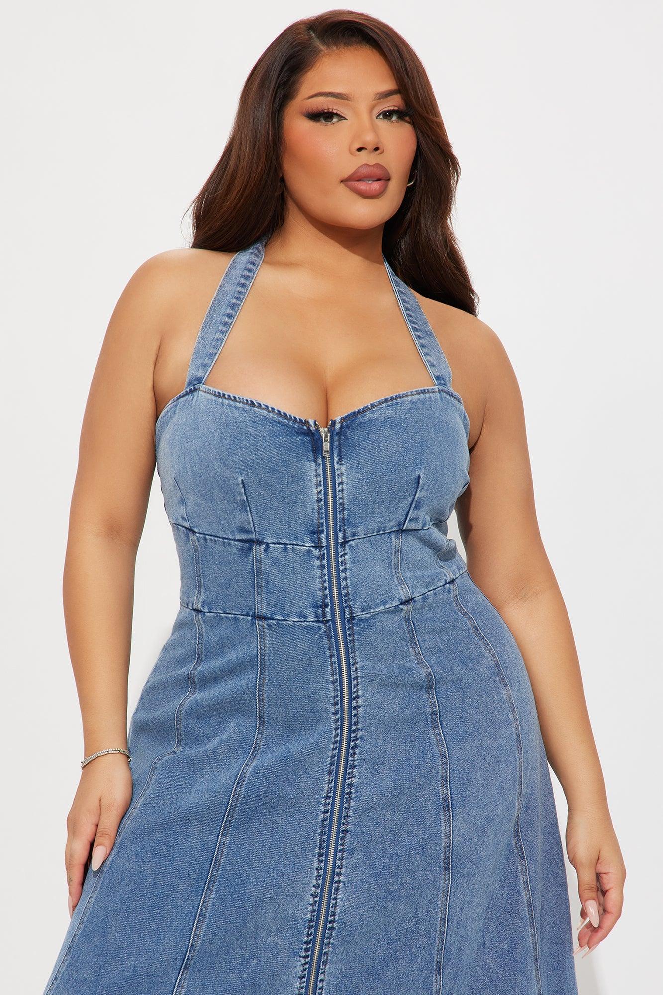 Haley Denim Maxi Dress - Medium Wash Product Image