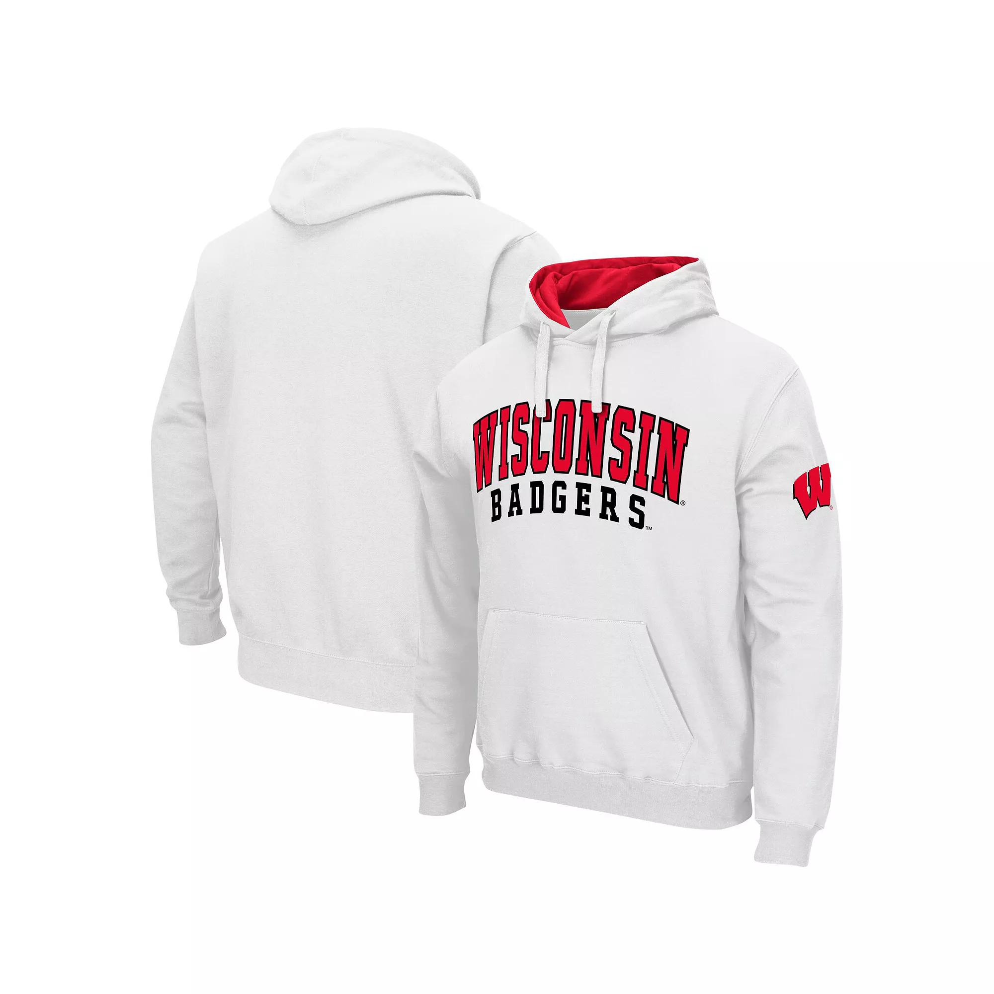 Men's Colosseum White Wisconsin Badgers Double Arch Pullover Hoodie,  Product Image