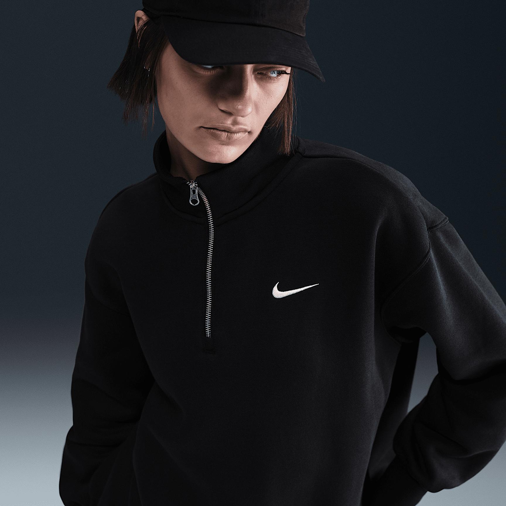 Womens Nike Sportswear Phoenix Fleece Oversized 1/4-Zip Long Sweatshirt | HJ0931-010 Product Image