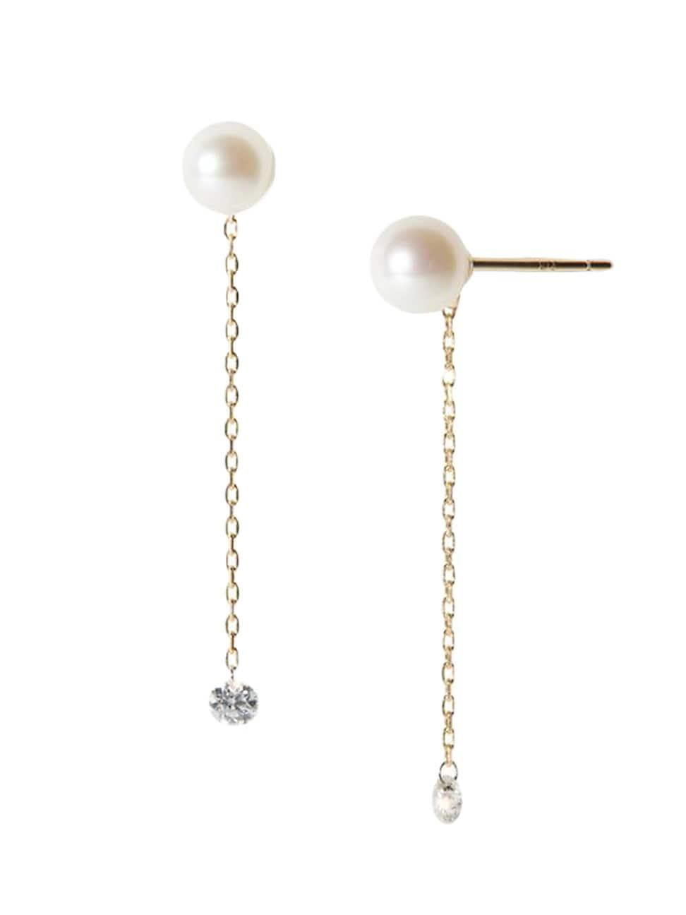 Womens Sea of Beauty 14K-Yellow-Gold, Akoya Cultured Pearl & 0.16 TCW Diamond Drop Earrings Product Image