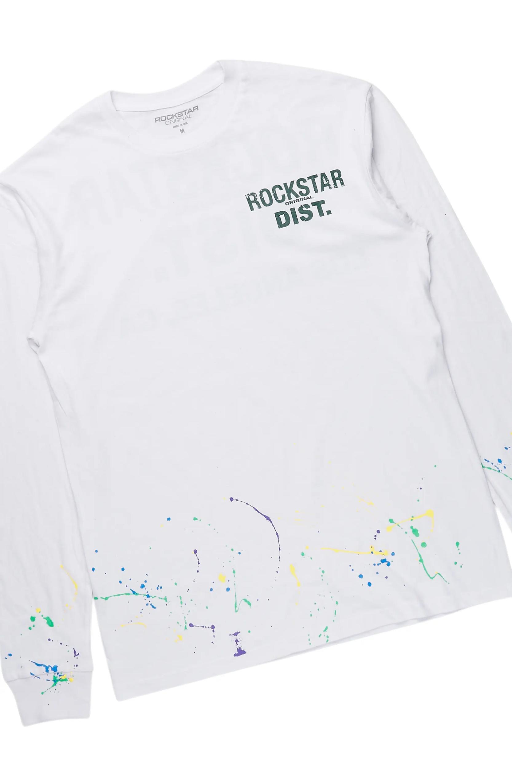 Bert White/Green Long Sleeve T-Shirt/Baggy Pant Set Male Product Image