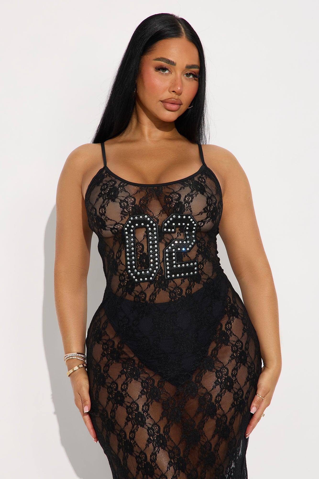 Shoot Your Shot Sheer Lace Maxi Dress - Black Female Product Image
