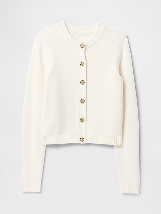 100% Cotton Crewneck Cardigan Product Image