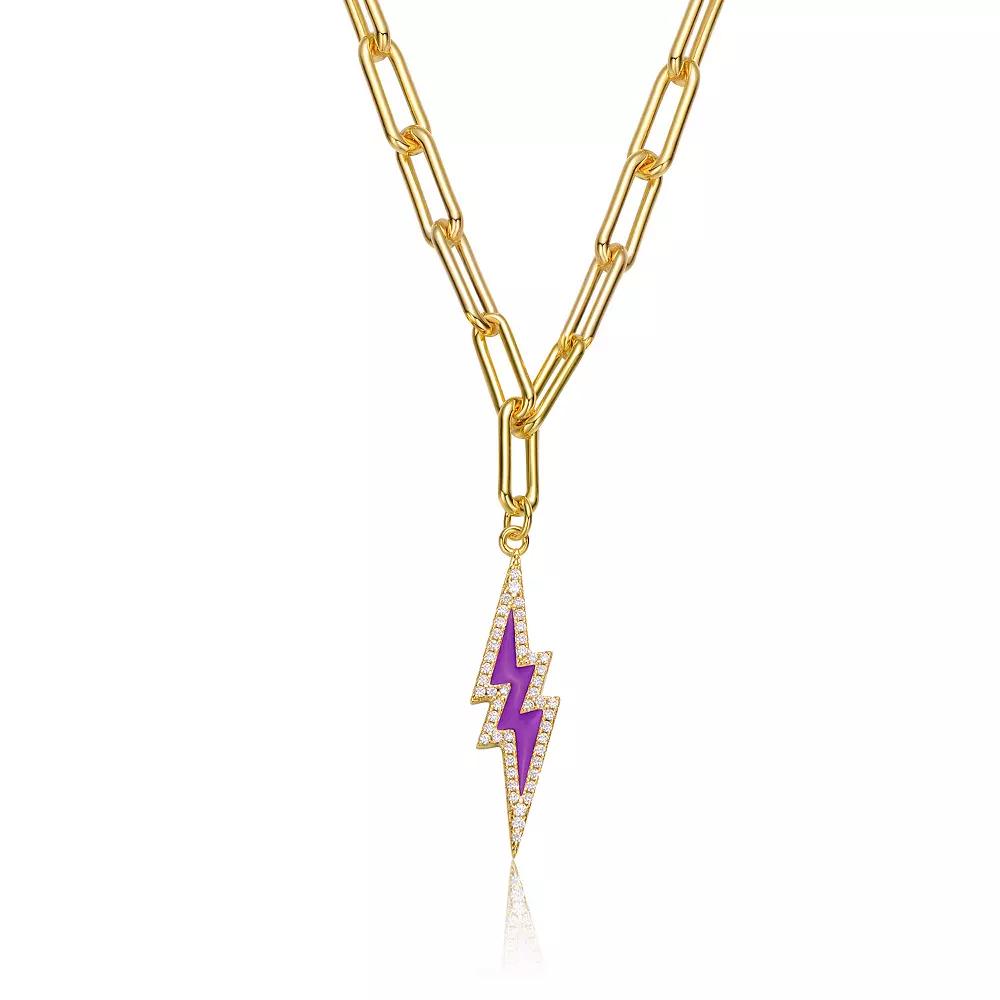 14k Gold Plated Lightning Bolt Pendant Necklace, Women's,  Product Image