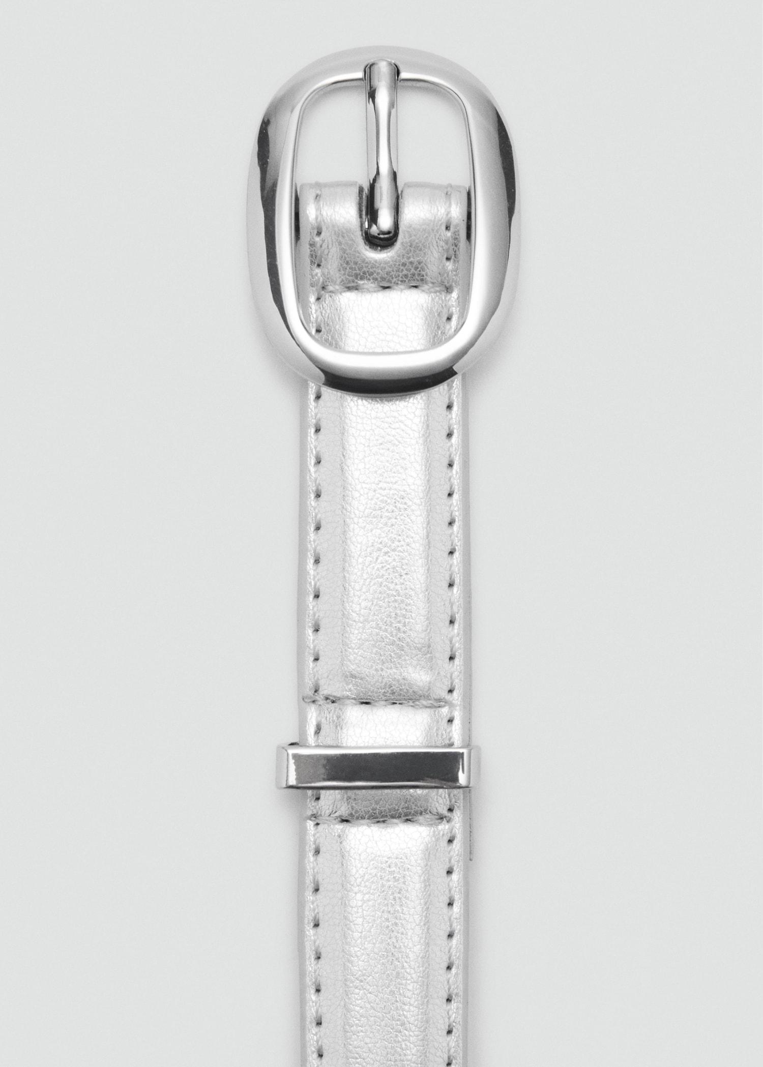Metallic belt with oval buckle - Women | MANGO USA Product Image