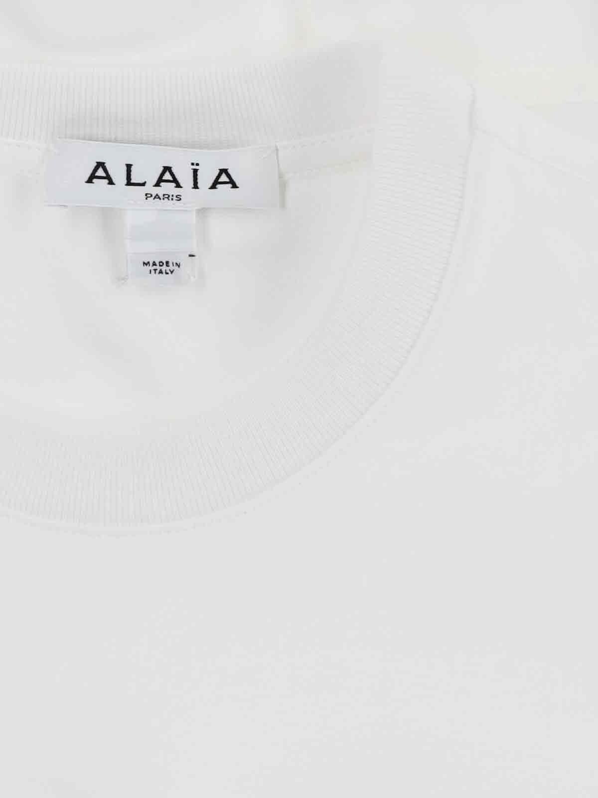 ALAÏA Oversized Poplin-trimmed Cotton-jersey Peplum T-shirt In White Product Image