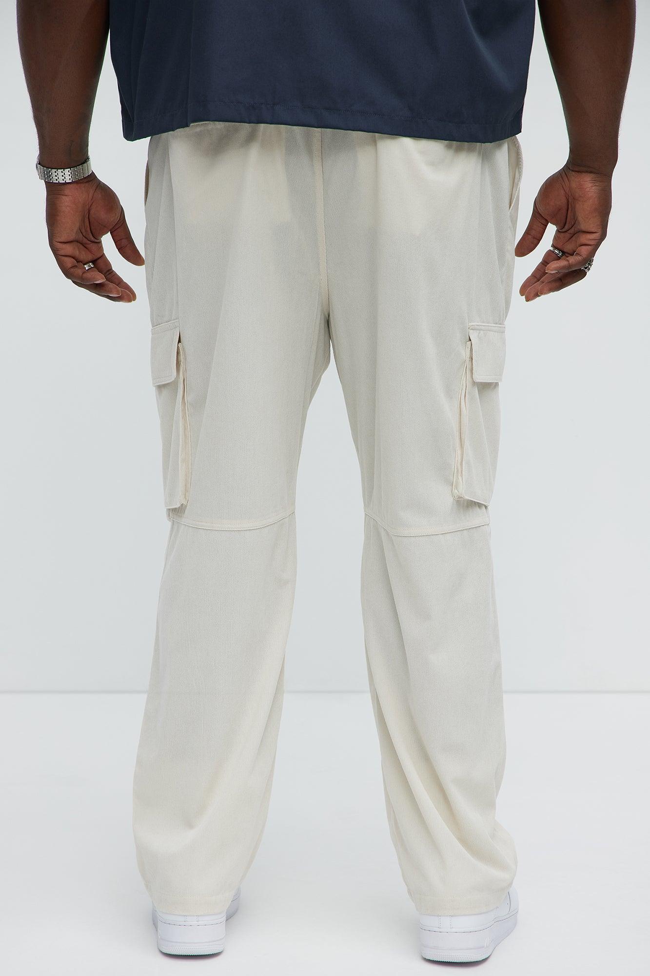 Bedford Corduroy Slim Cargo Pants - Off White Product Image