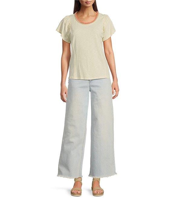Democracy #double;Ab#double;Solution® Sky Rise Round Up Wide Leg Fray Hem Boyfriend Jeans Product Image