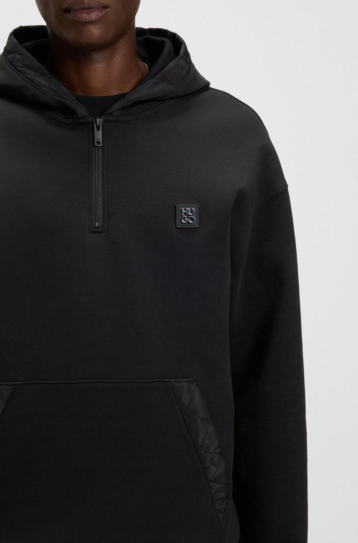 Zip-neck hoodie with contrast trims Product Image