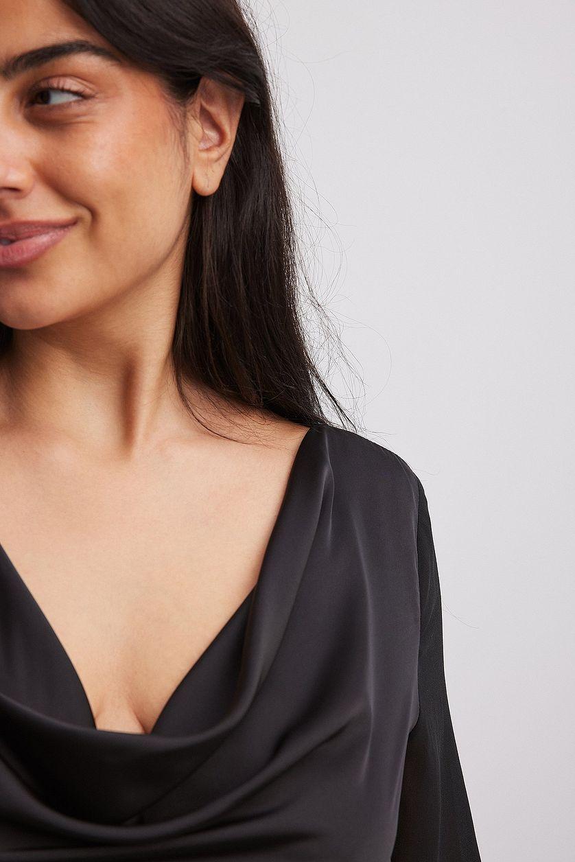 Chiffon Top with Satin Detail Product Image