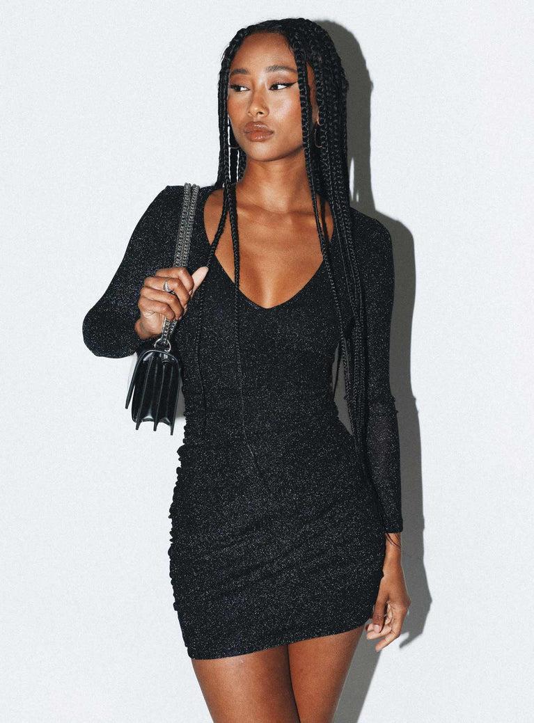 Monika Long Sleeve Mini Dress Black Product Image