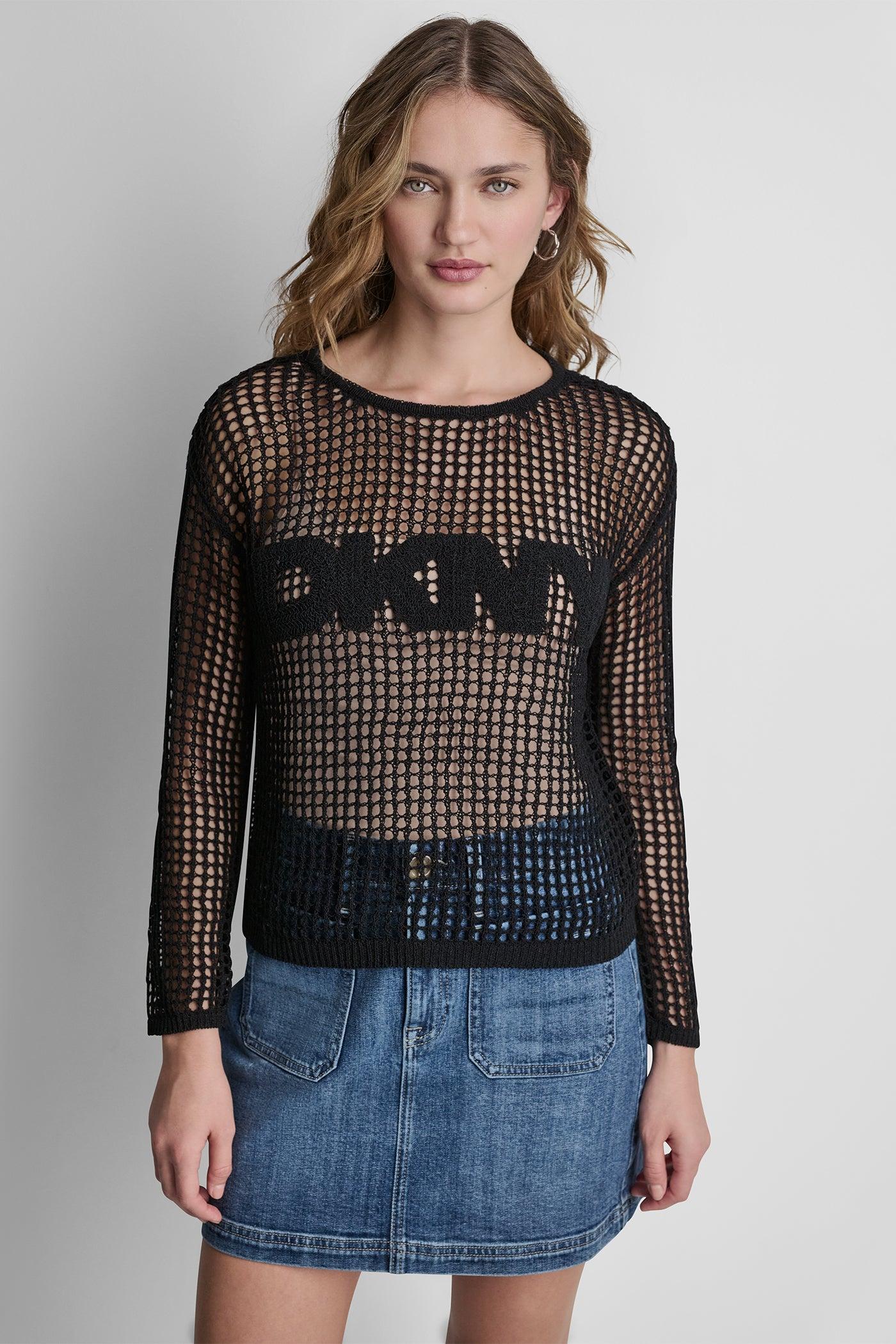 CROCHET OPEN-STITCH LOGO SWEATER Product Image