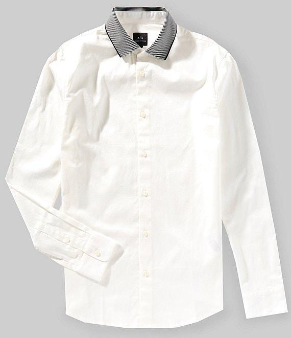 Armani Exchange Slim Fit Stretch Poplin Long Sleeve Woven Shirt Product Image