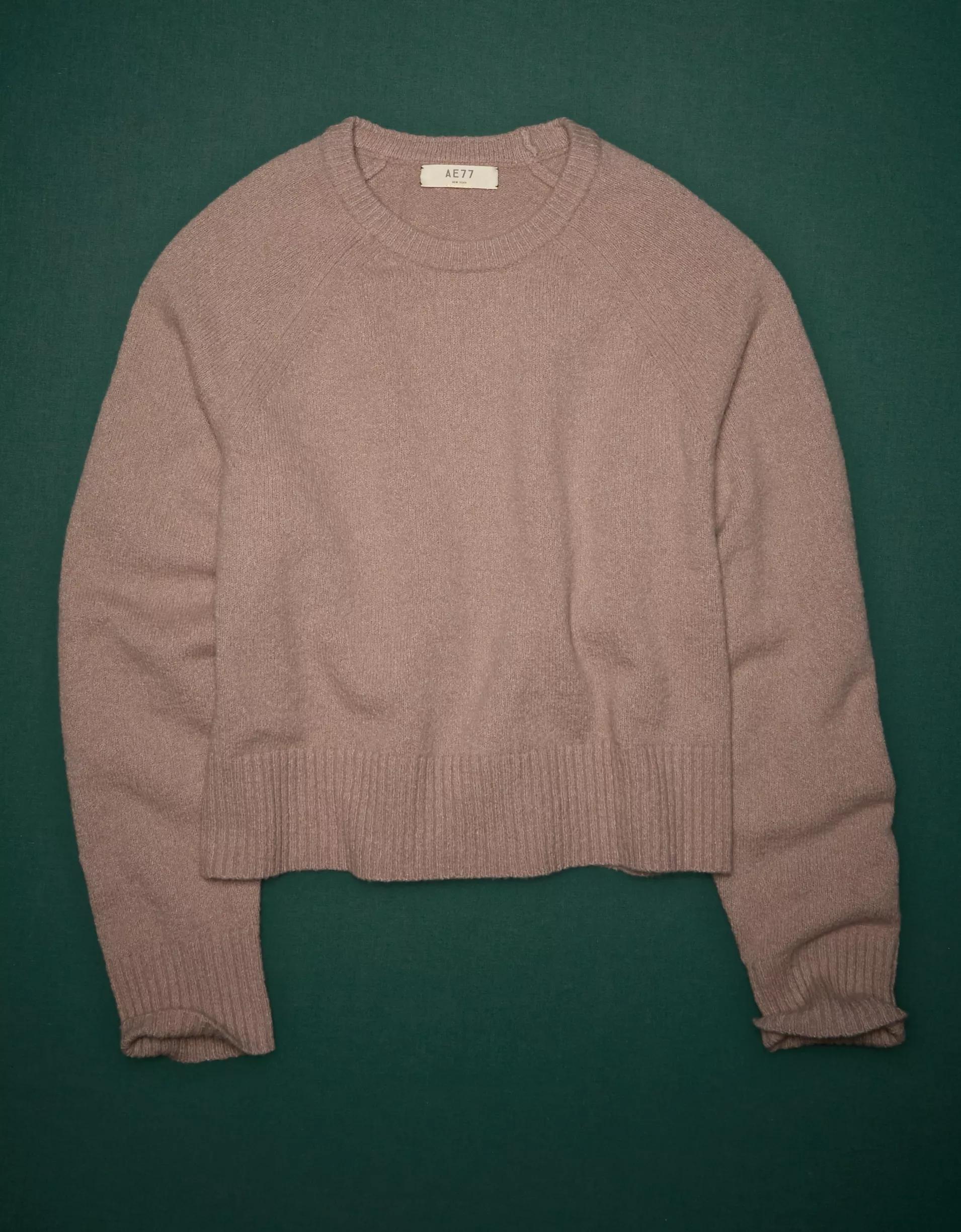 AE77 Premium Oversized Cropped Cashmere Sweater Product Image