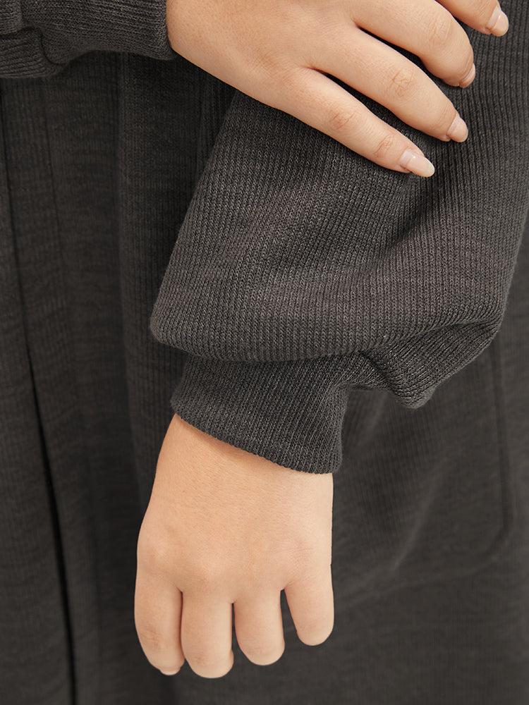 Solid Pocket Belted Open Front Heather Coat Female Product Image