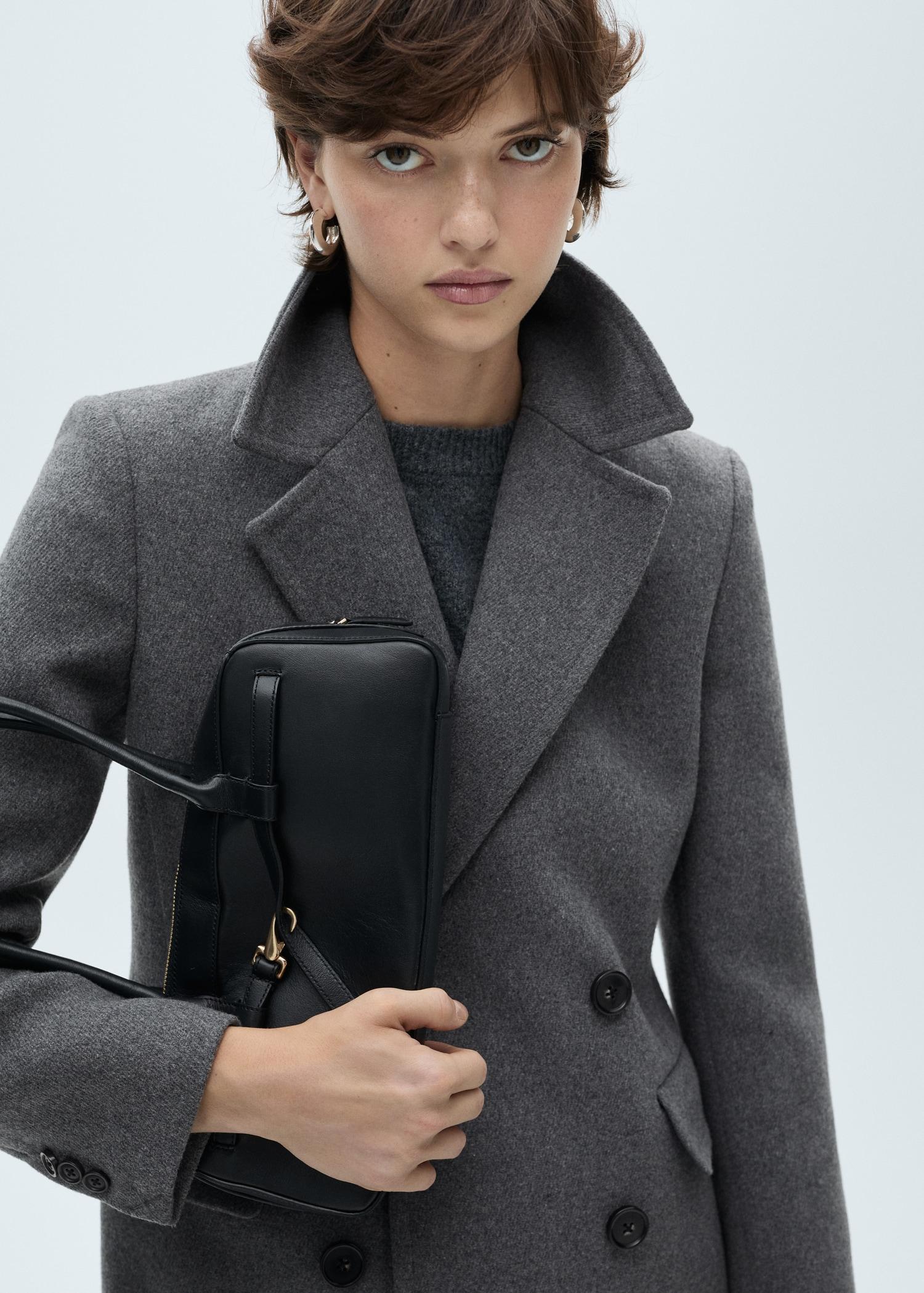 Double-breasted wool midi coat - Women | MANGO USA Product Image