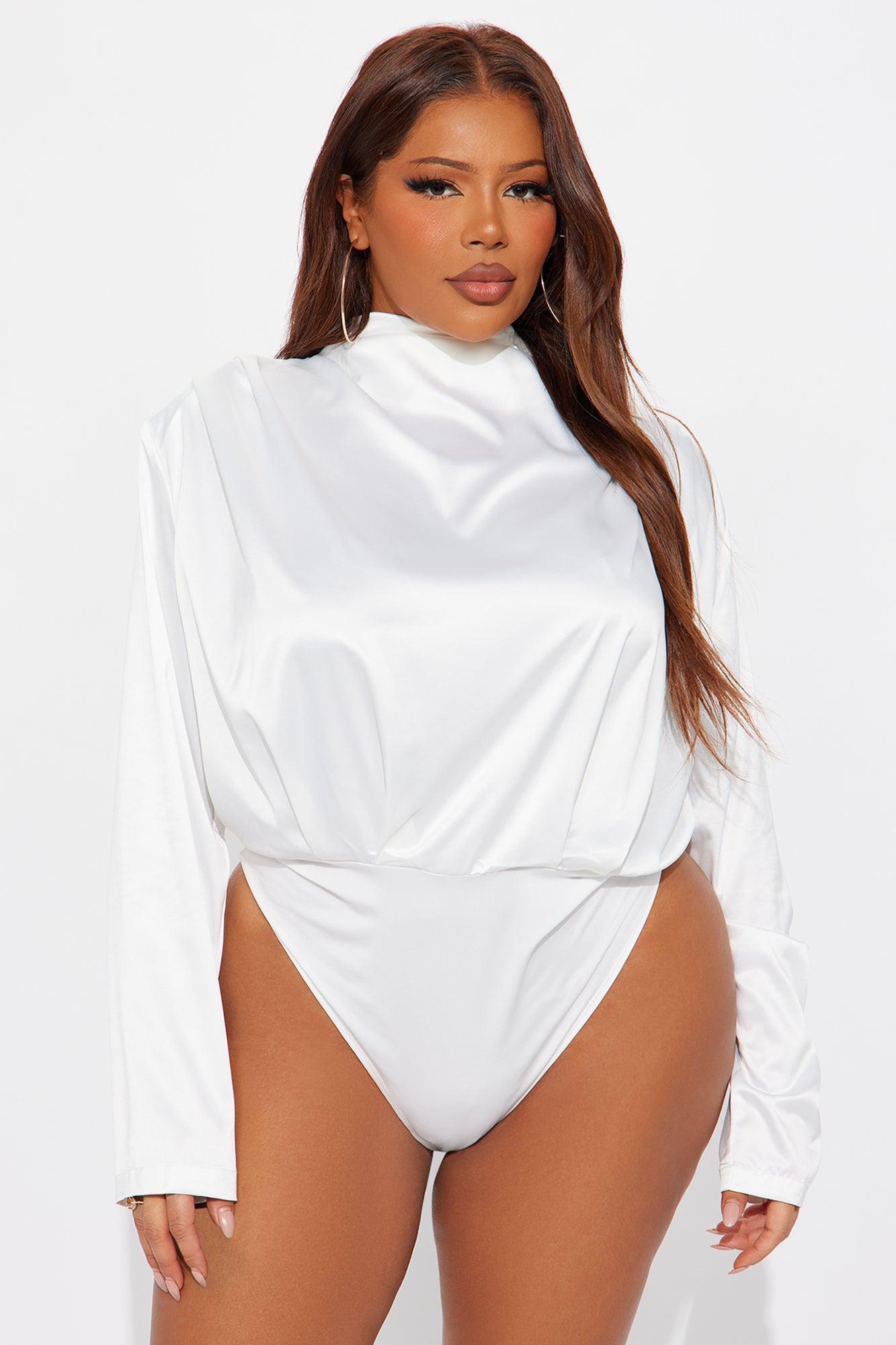 Alessandra Satin Bodysuit - White Female Product Image