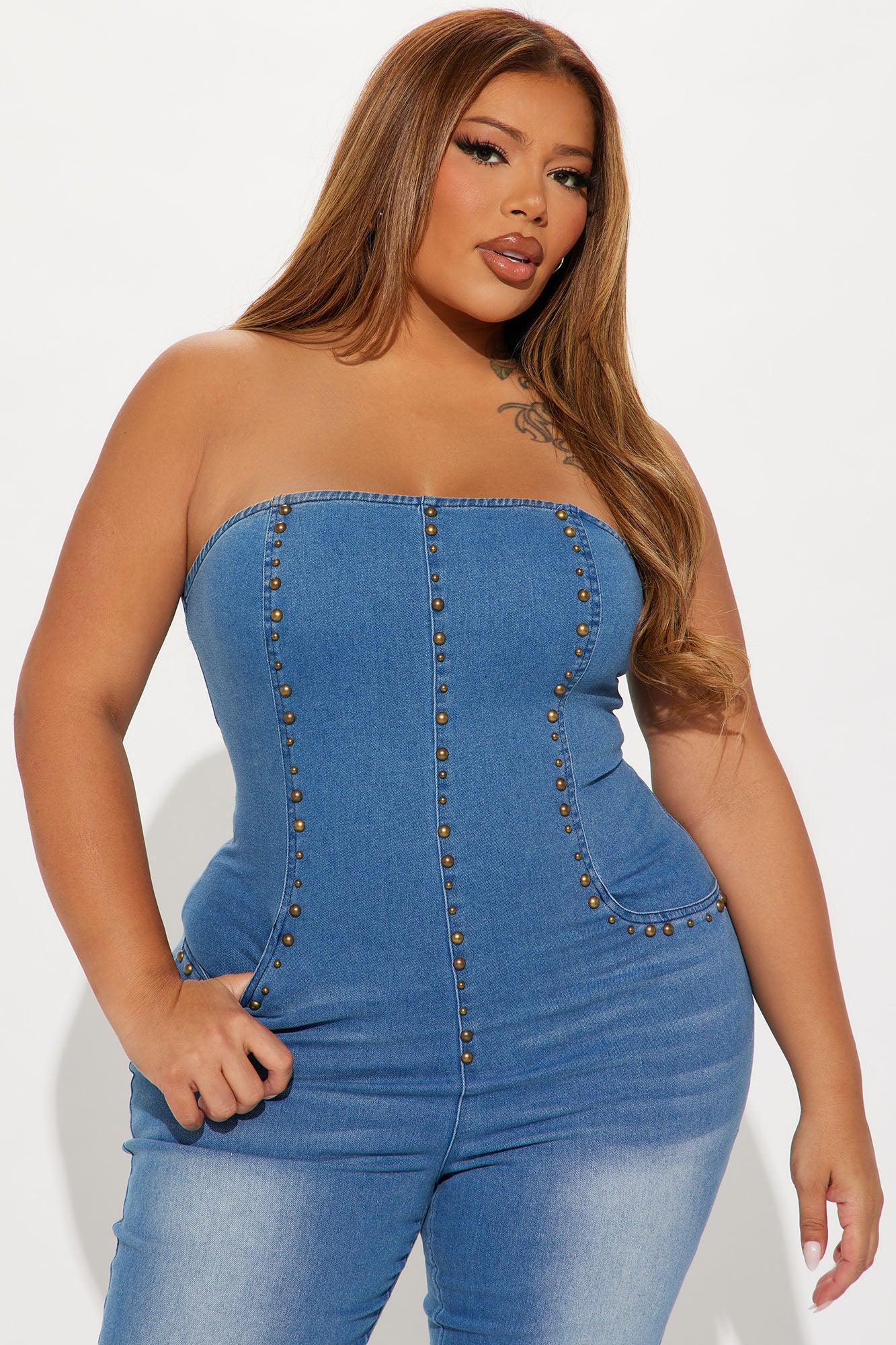 Nash Bash Denim Jumpsuit - Medium Wash Product Image