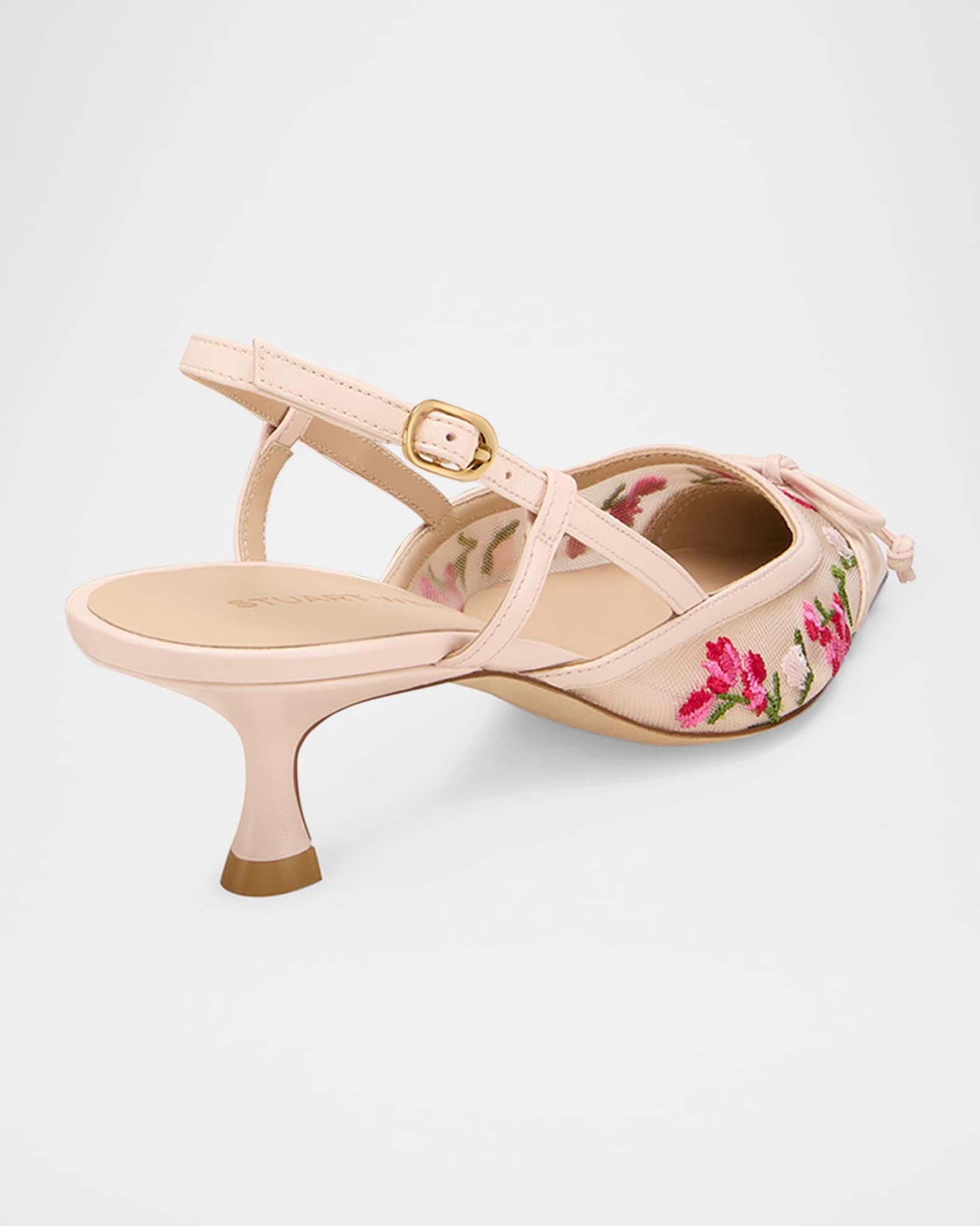Kitty Embroidered Slingback Pumps Product Image