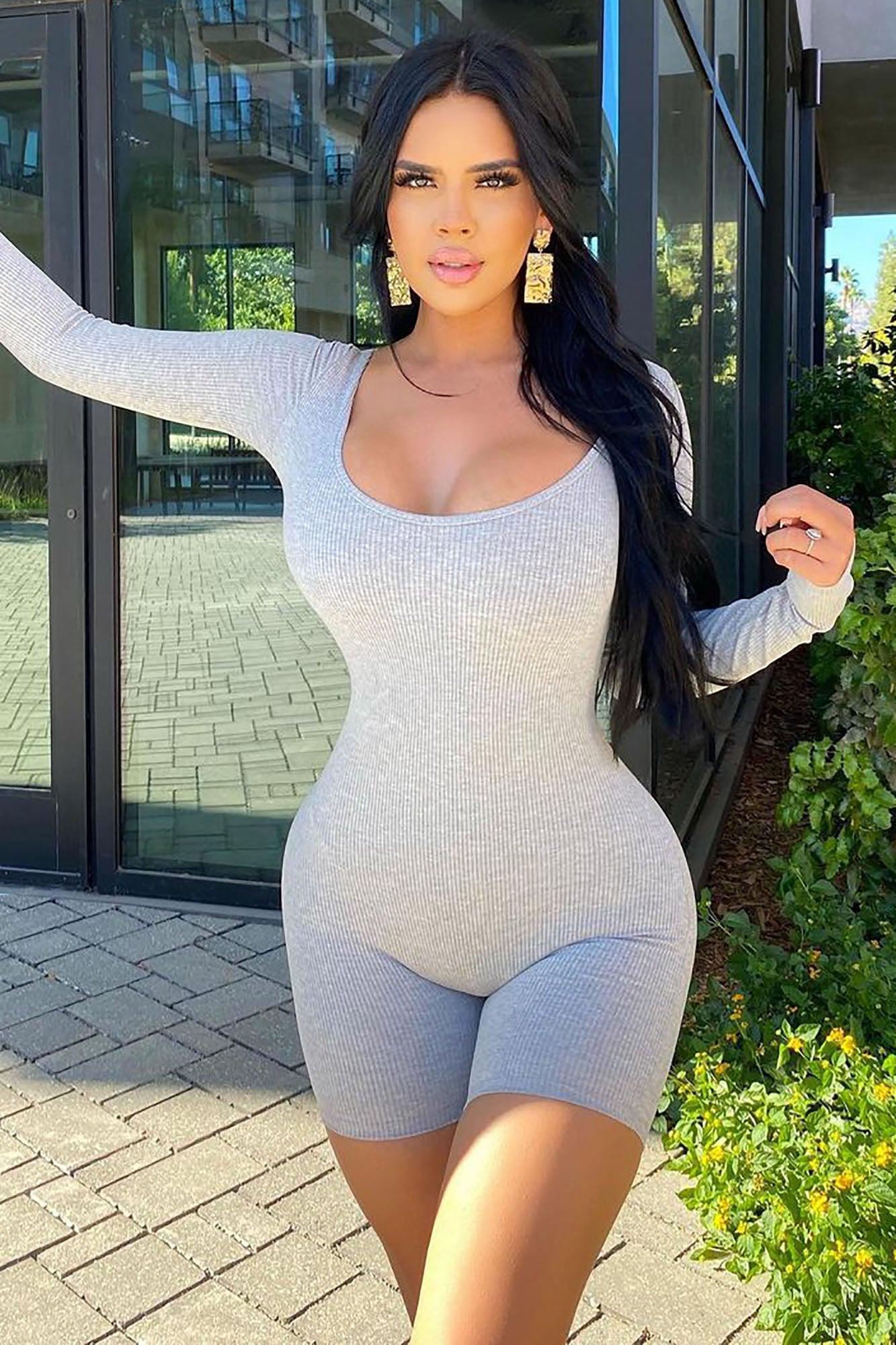 Daisy Snatched Romper - Heather Grey Product Image