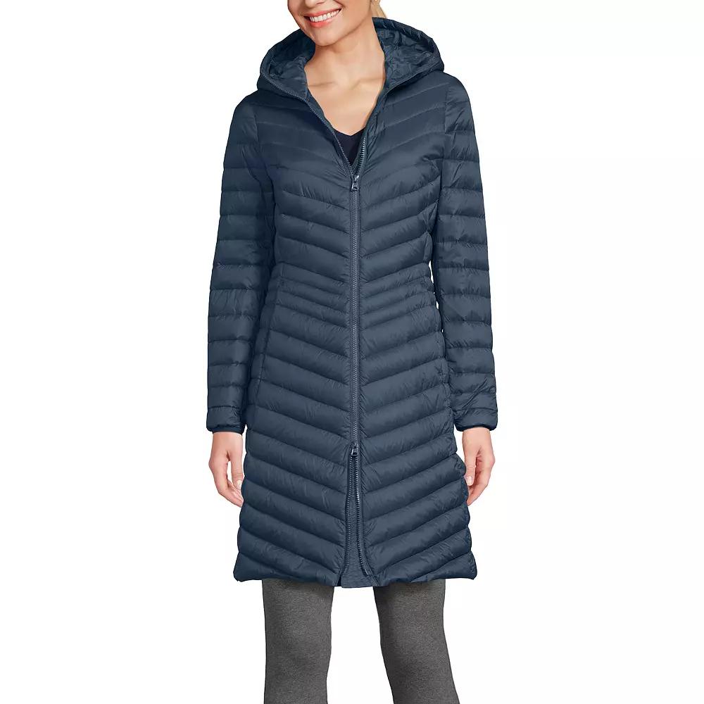 Petite Lands' End Hood Wanderweight Ultralight Down Long Packable Coat, Women's,  Product Image