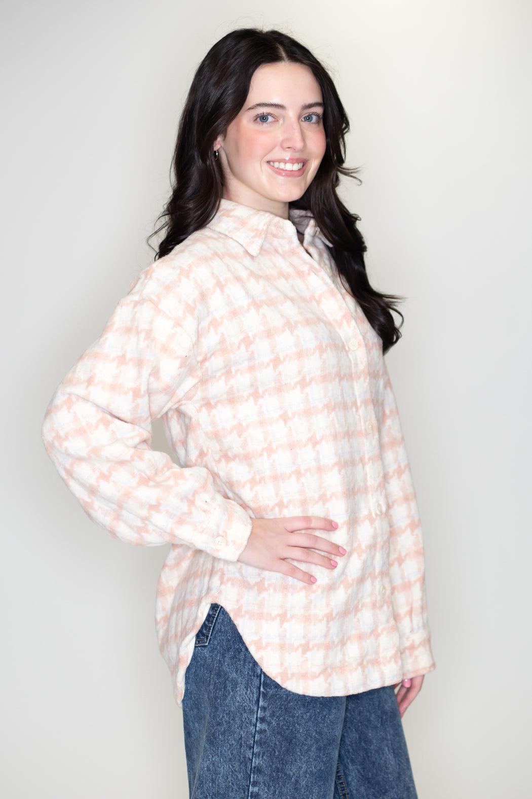 Houndstooth Brushed Shacket Product Image