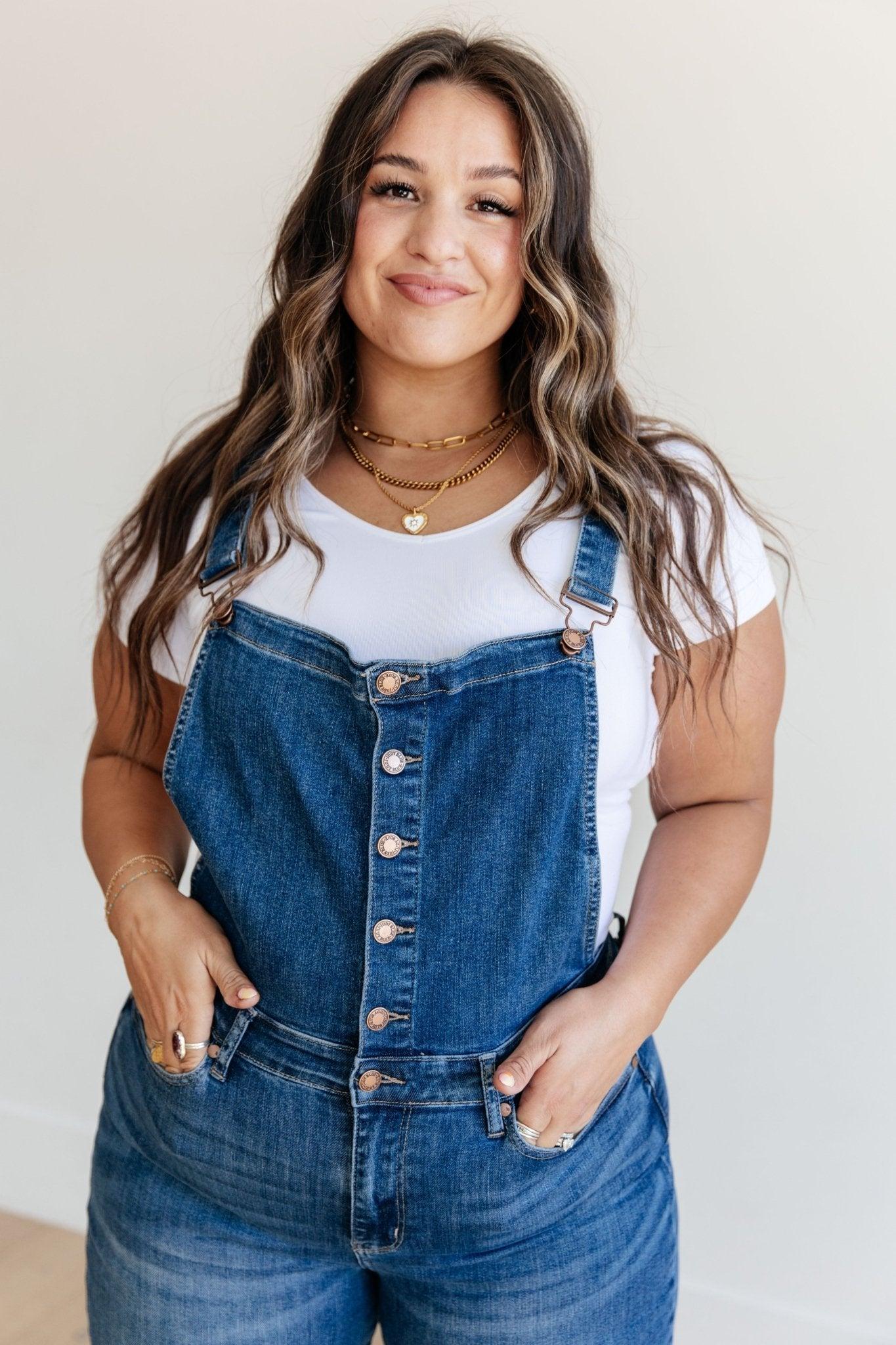 Priscilla High Rise Crop Wide Leg Denim Overalls (Online Exclusive) Product Image