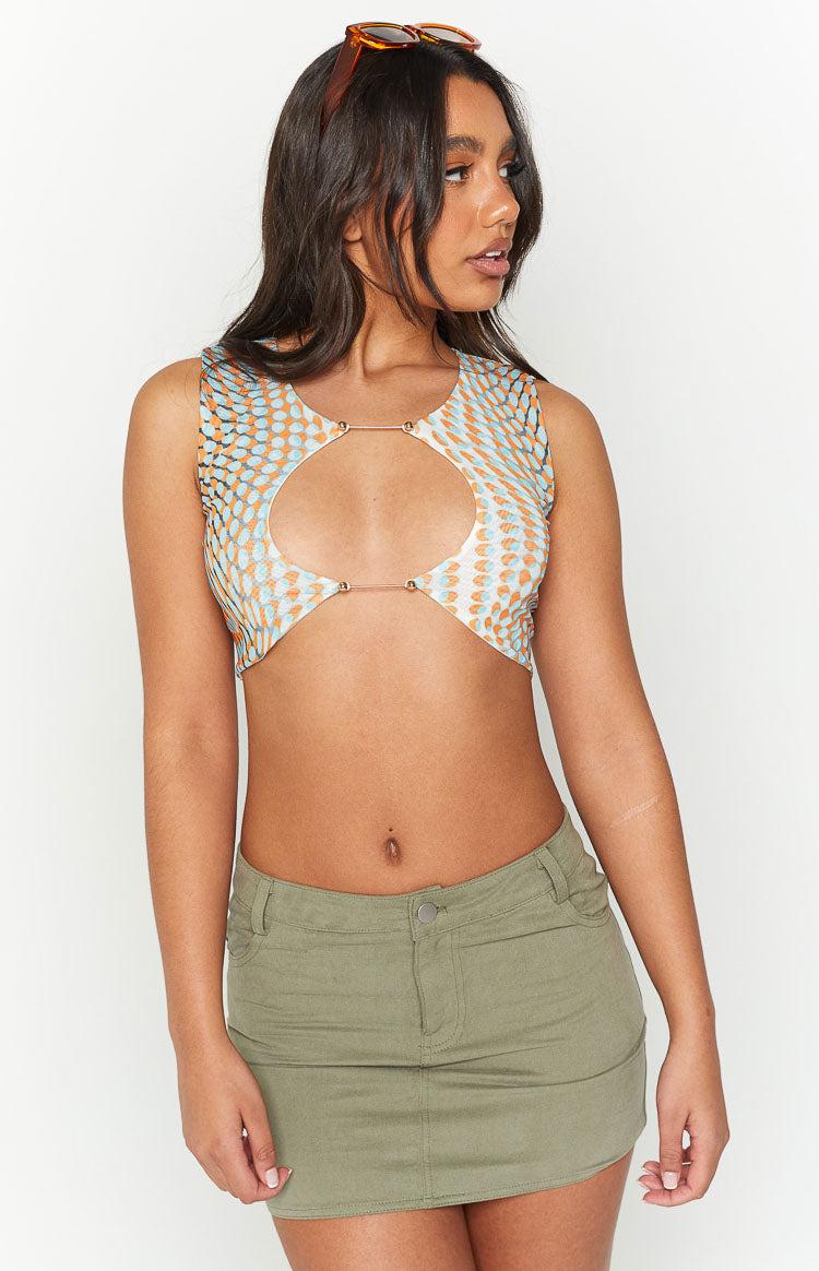 Soho Orange Mesh Crop Top Product Image
