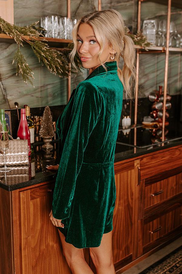 Holiday Soiree Velvet Romper in Hunter Green Product Image