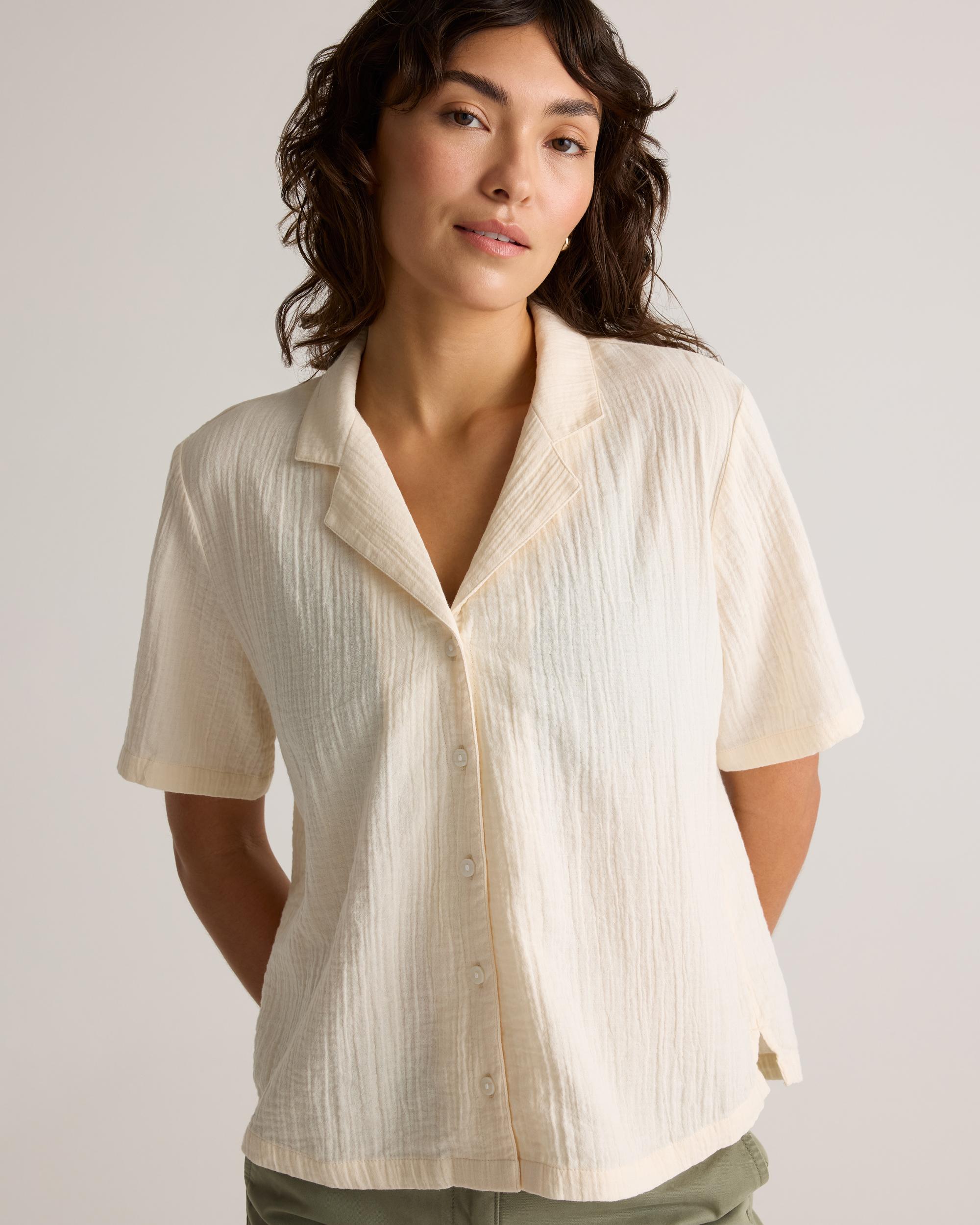 Quince | Women's Gauze Short Sleeve Shirt Organic Cotton Product Image